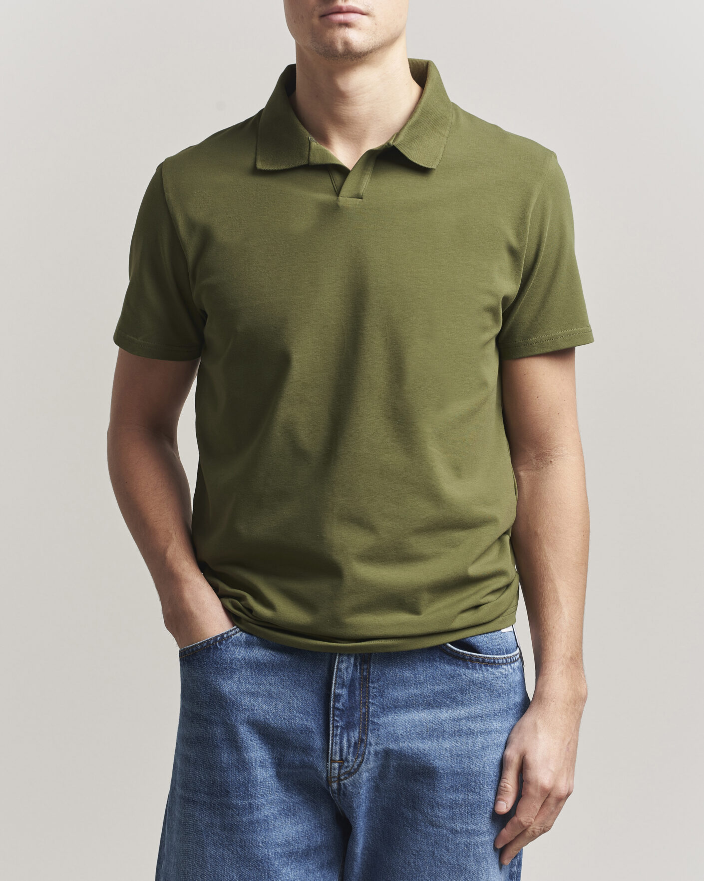 Homme | Polos | Filippa K | Soft Lycra Polo T-Shirt Laurel Green