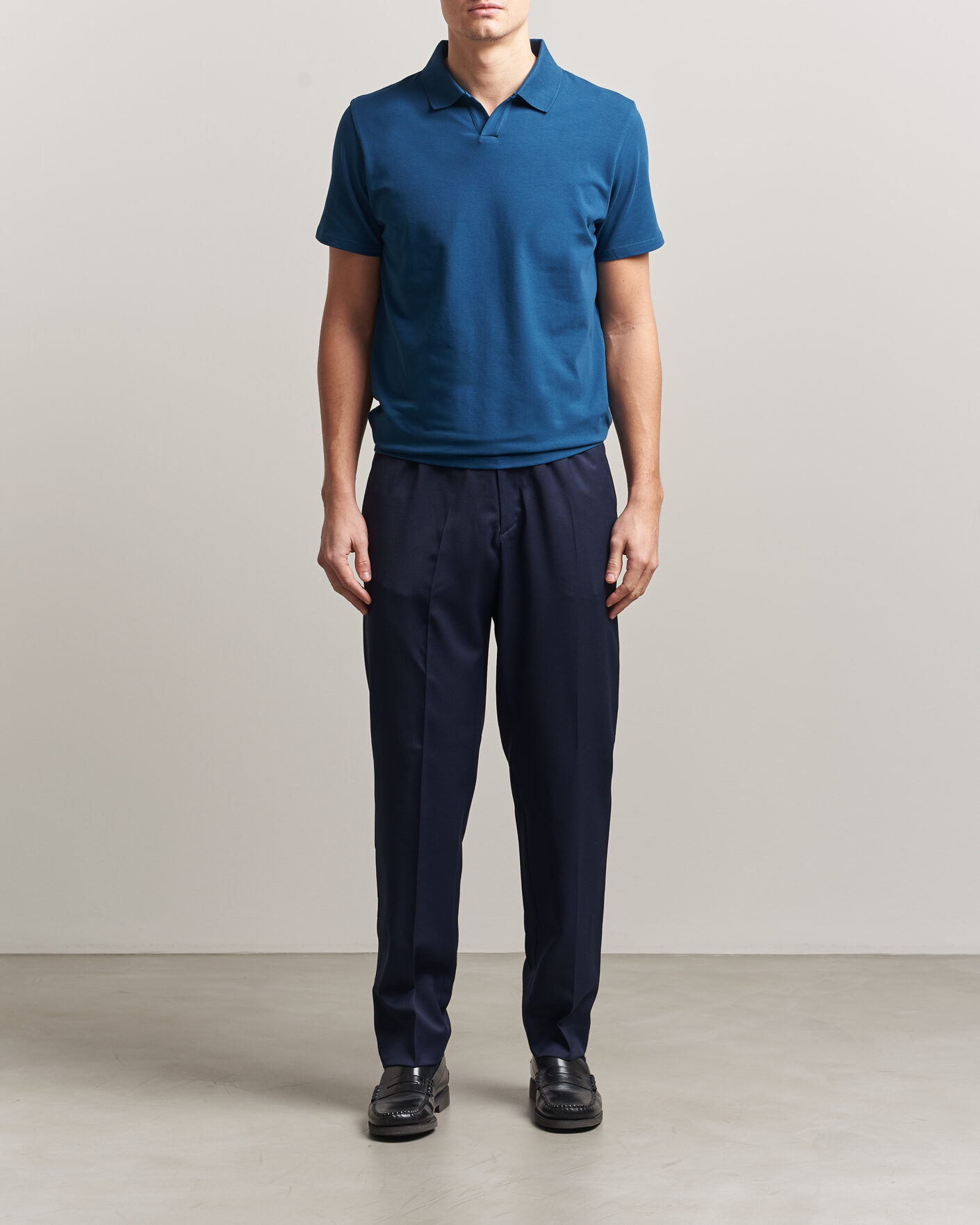 Homme | Polos | Filippa K | Soft Lycra Polo T-Shirt Night Teal