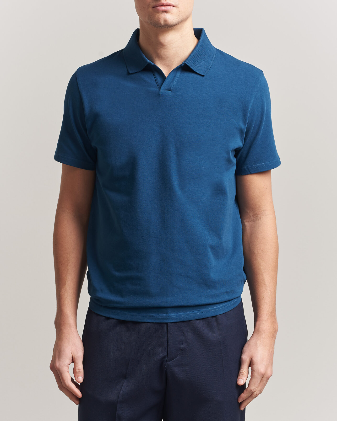 Homme | Polos | Filippa K | Soft Lycra Polo T-Shirt Night Teal