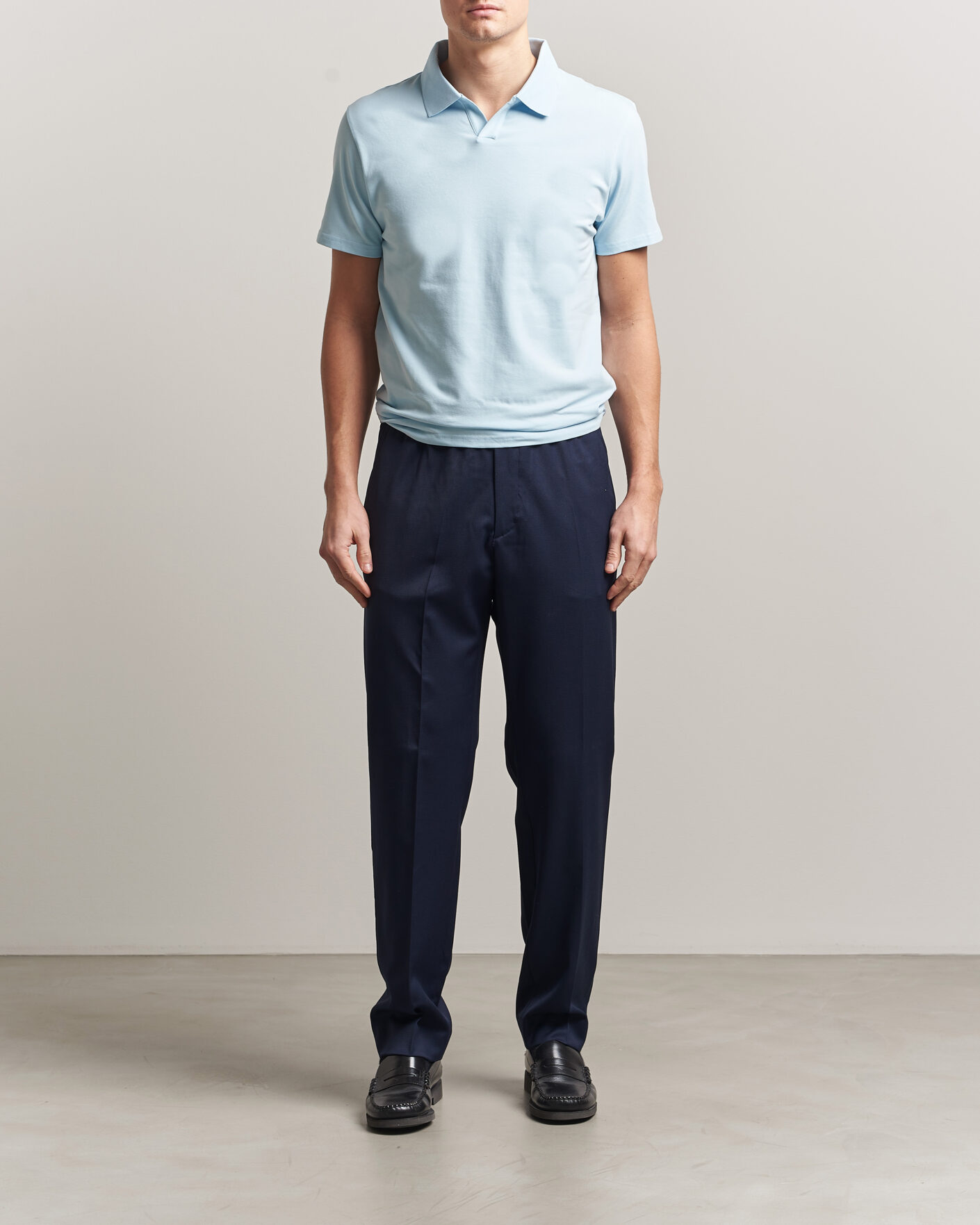 Homme | Polos | Filippa K | Soft Lycra Polo T-Shirt Frost Blue