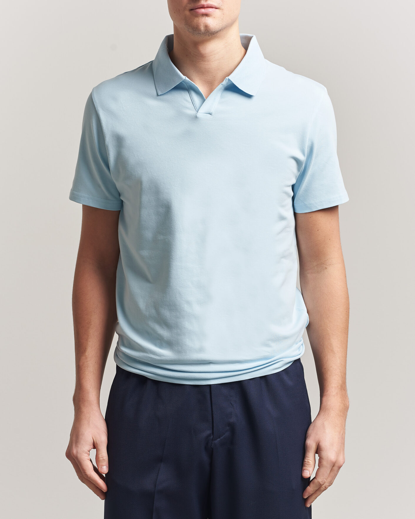 Homme | Polos | Filippa K | Soft Lycra Polo T-Shirt Frost Blue