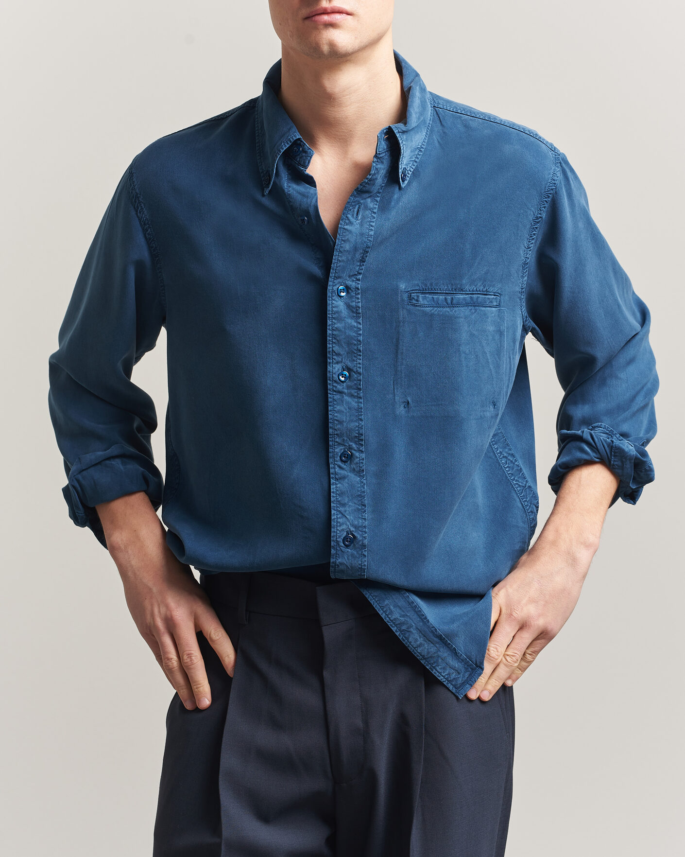Homme | Chemises | Filippa K | Zack Lyocell Shirt Night Teal