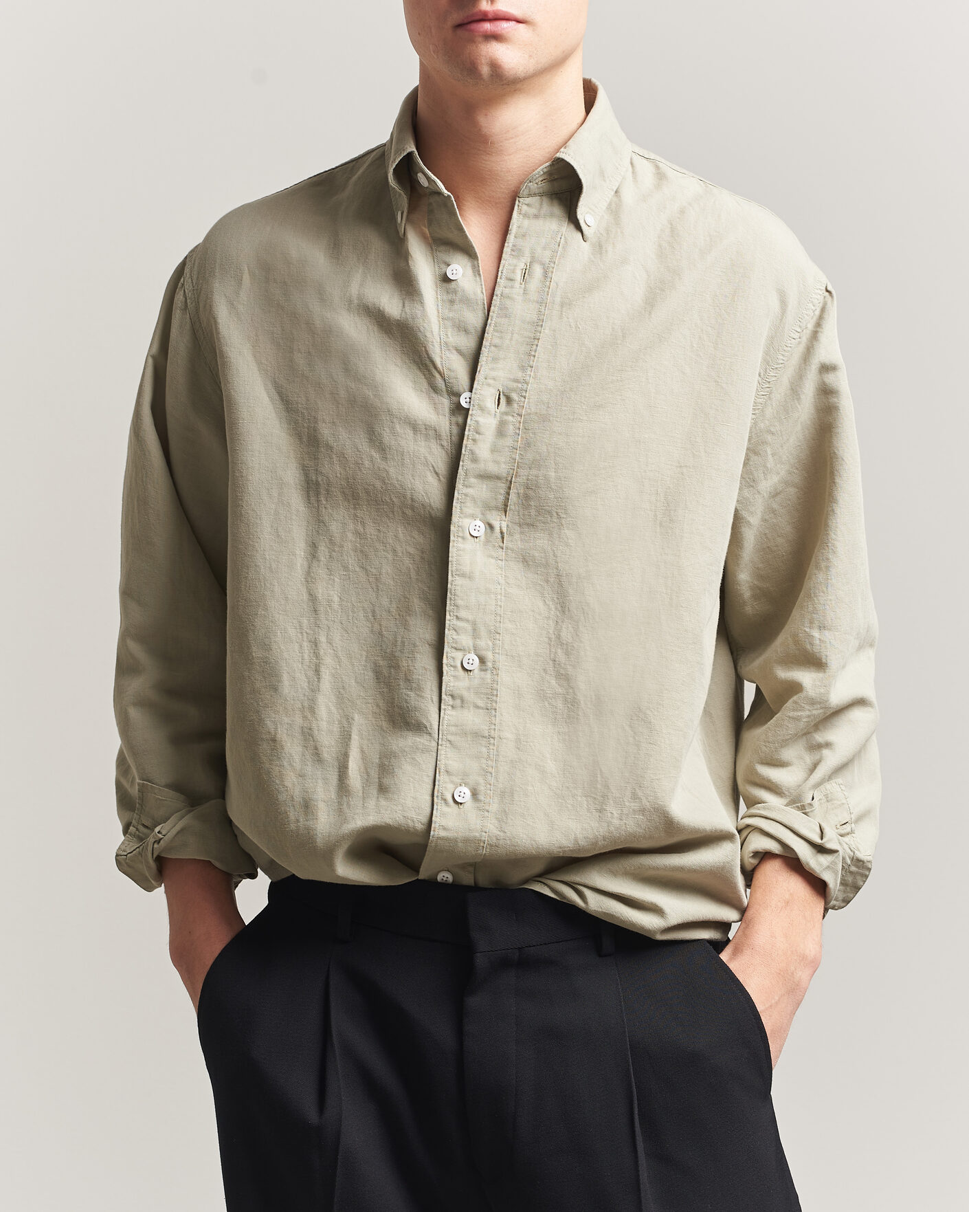Homme | Chemises | Filippa K | Relaxed Cotton/Linen Shirt Light Green