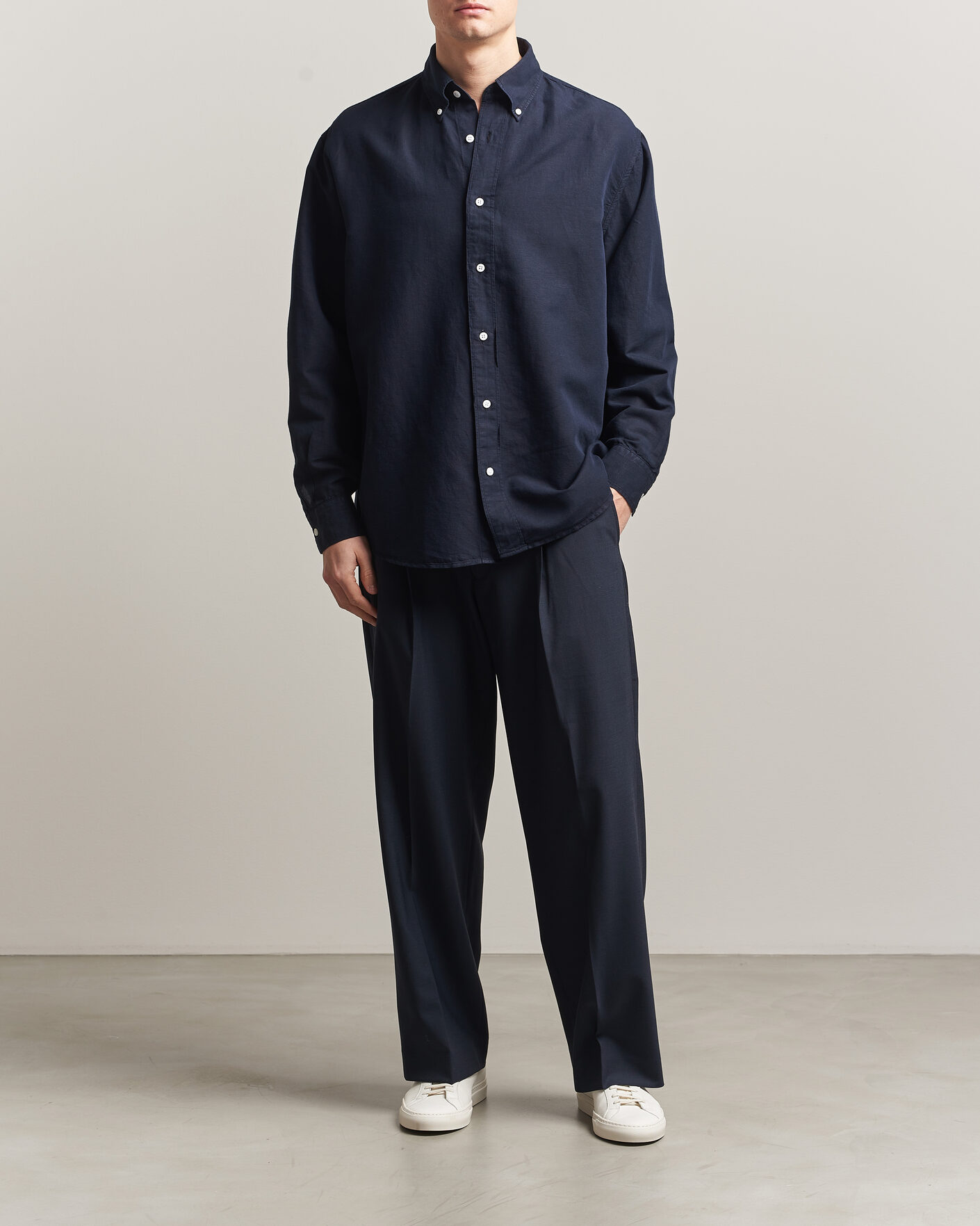 Homme | Chemises | Filippa K | Relaxed Cotton/Linen Shirt Navy