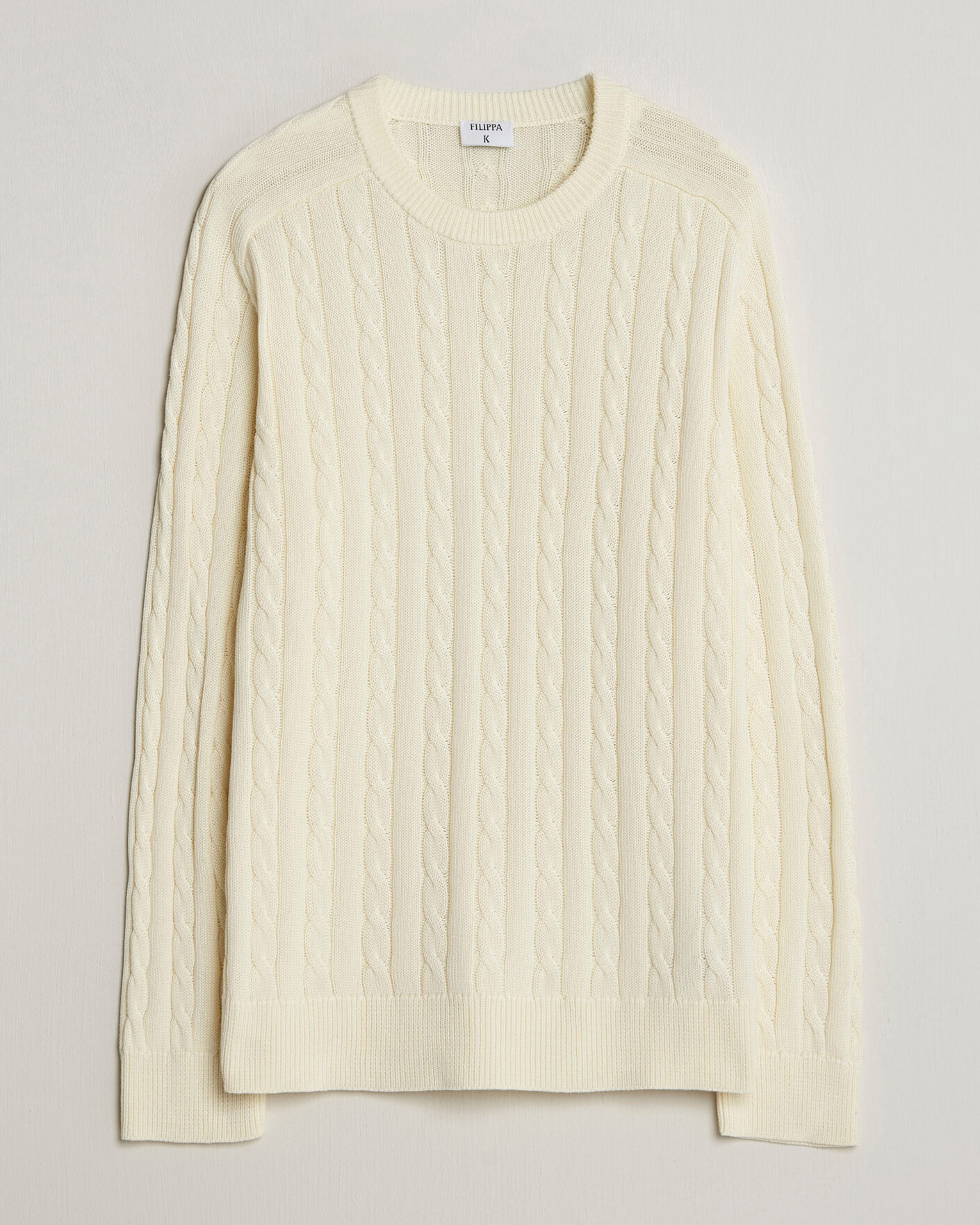 Homme | Pulls Et Tricots | Filippa K | Cotton Cable Crew Neck Sweater Calico White