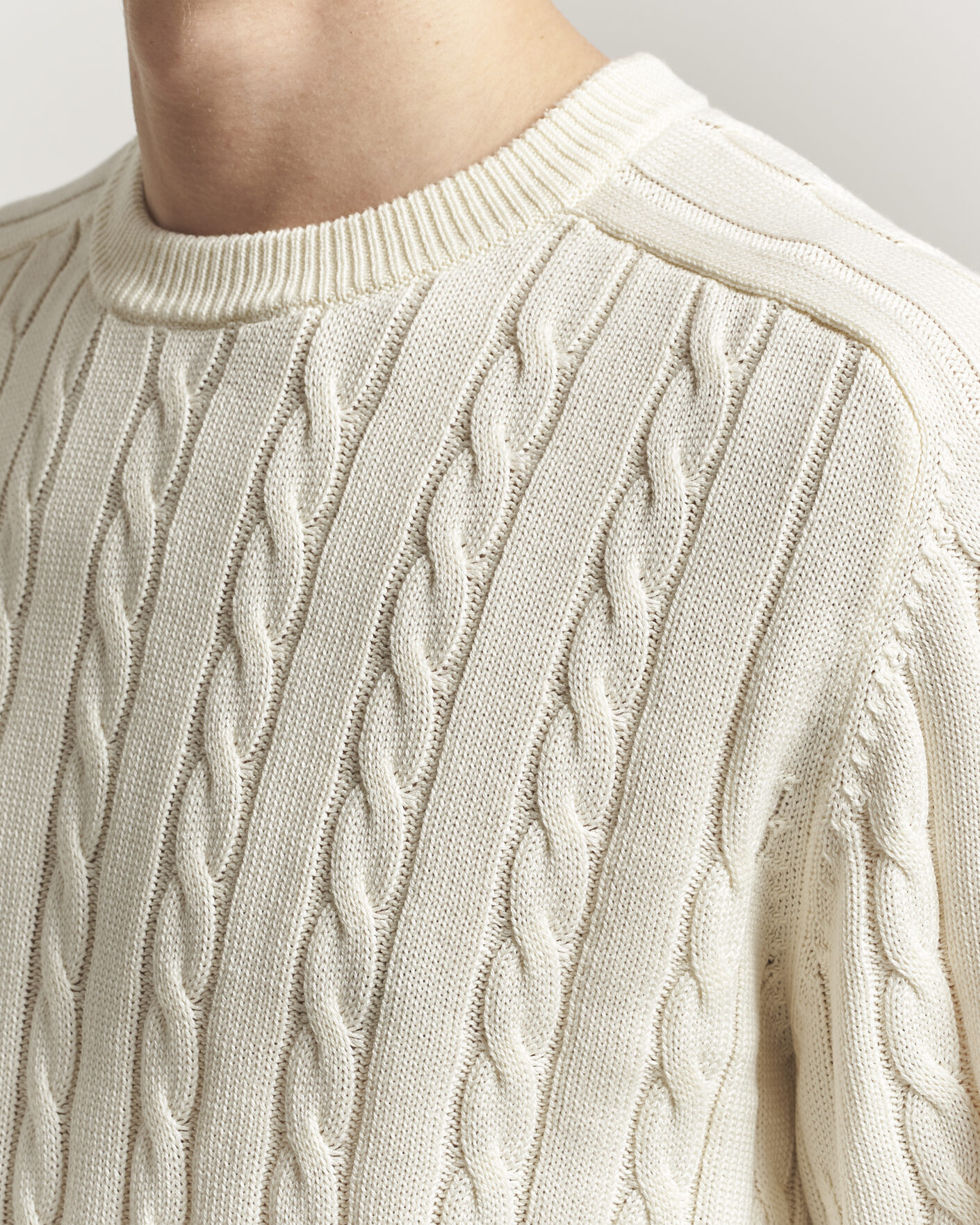 Homme | Pulls Et Tricots | Filippa K | Cotton Cable Crew Neck Sweater Calico White