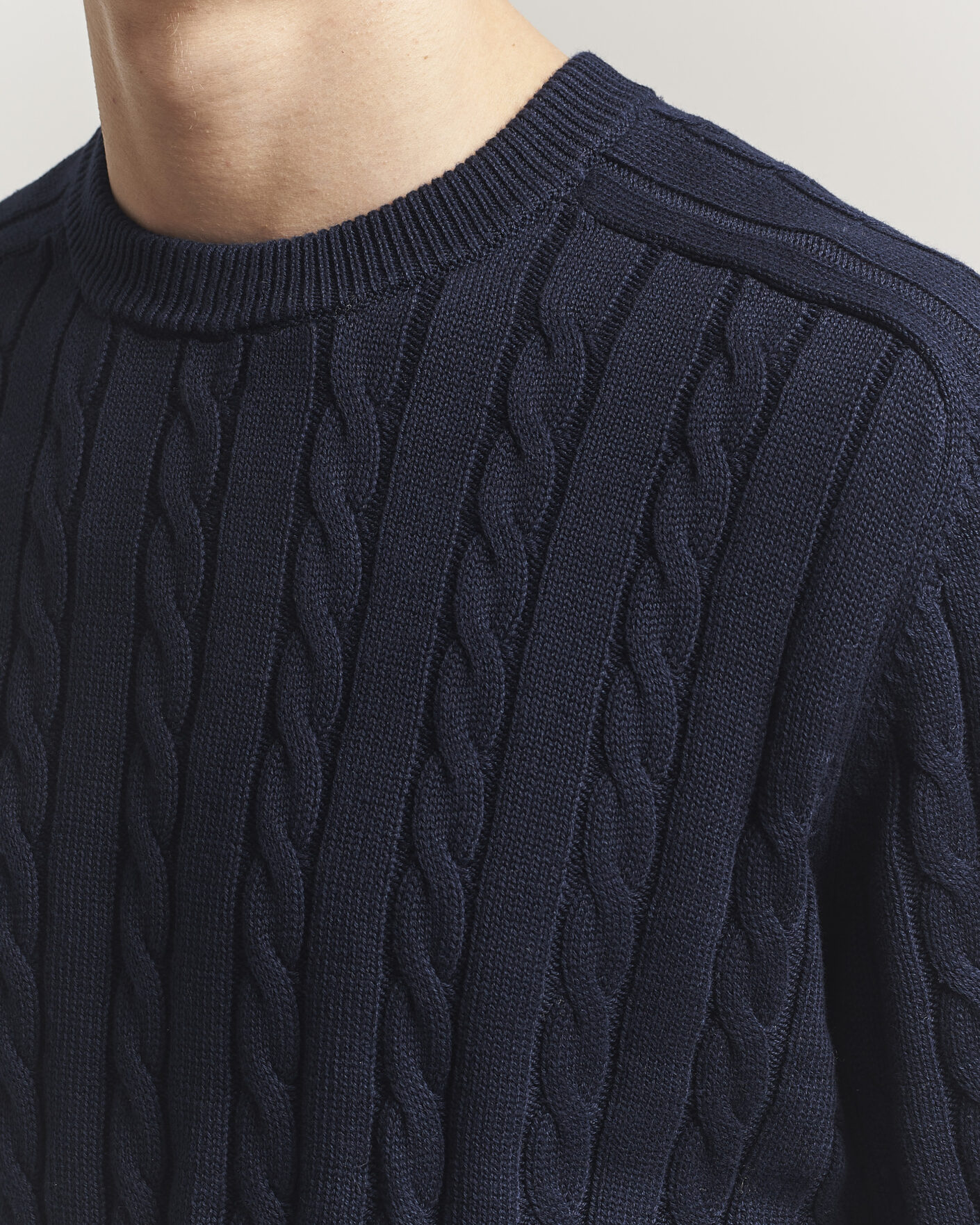 Homme | Pulls Et Tricots | Filippa K | Cotton Cable Crew Neck Sweater Navy