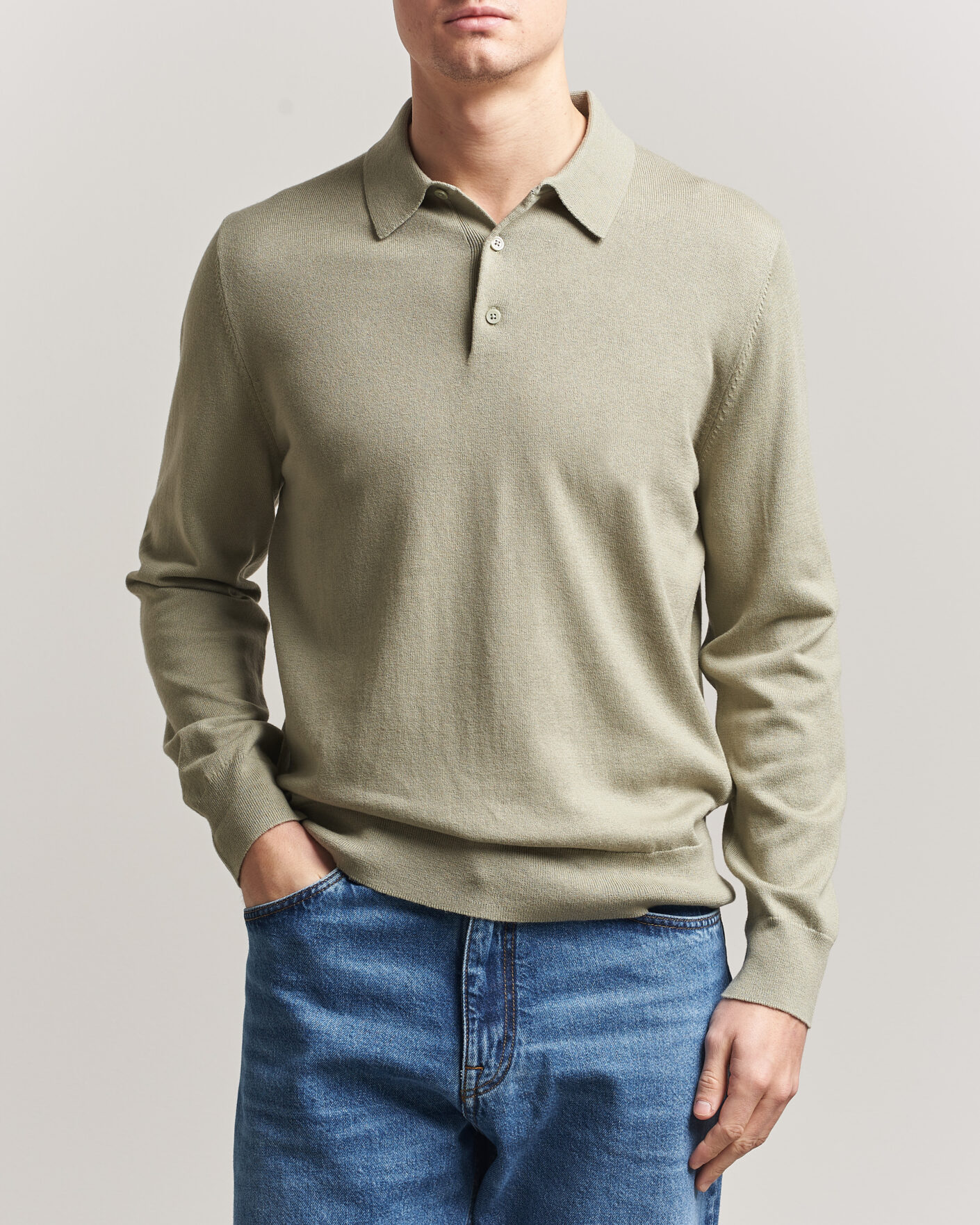 Homme | Pulls Et Tricots | Filippa K | Knitted Polo Shirt Light Green