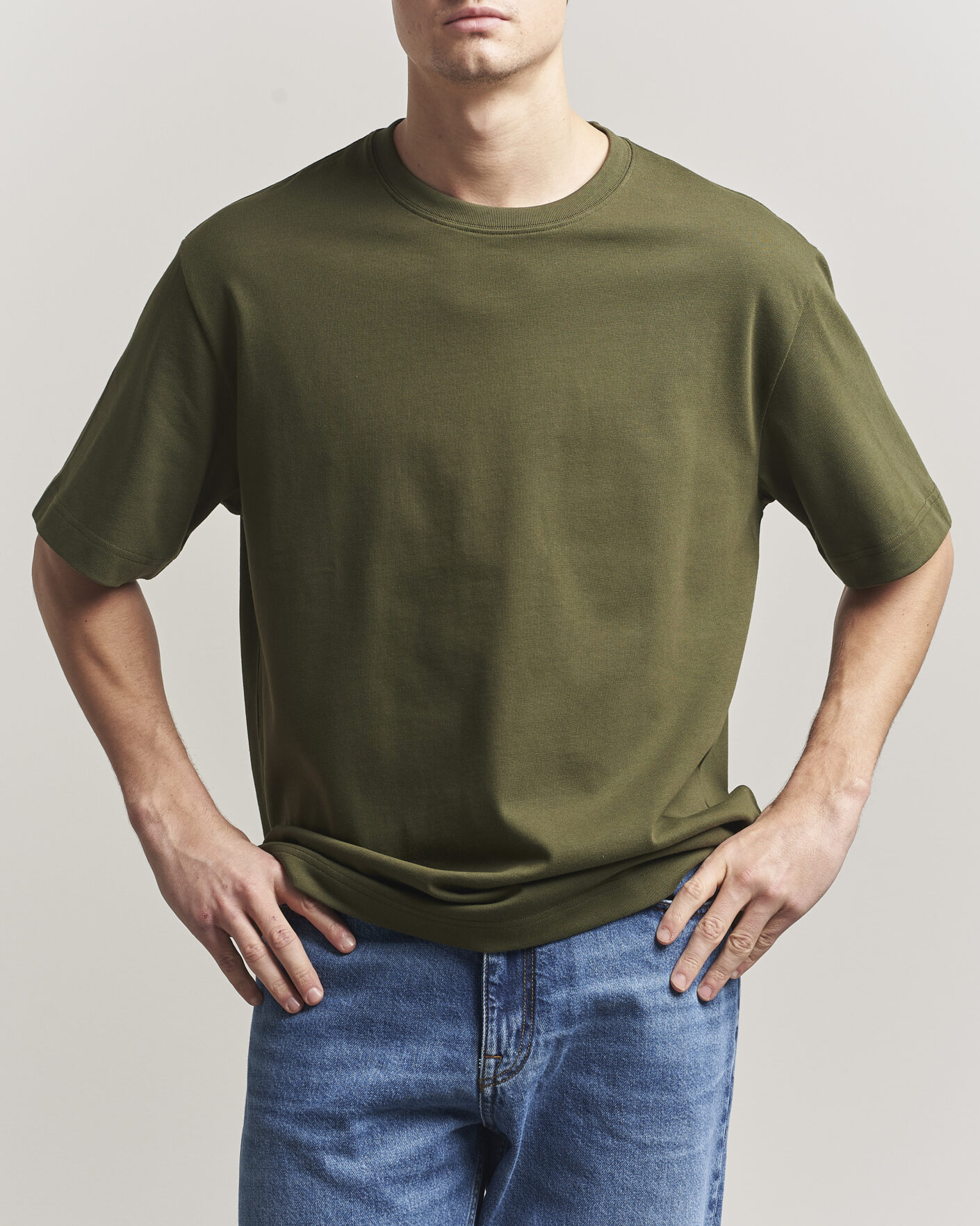 Homme | T-shirts | Filippa K | Heavy Cotton Crew Neck T-Shirt Midnight Green