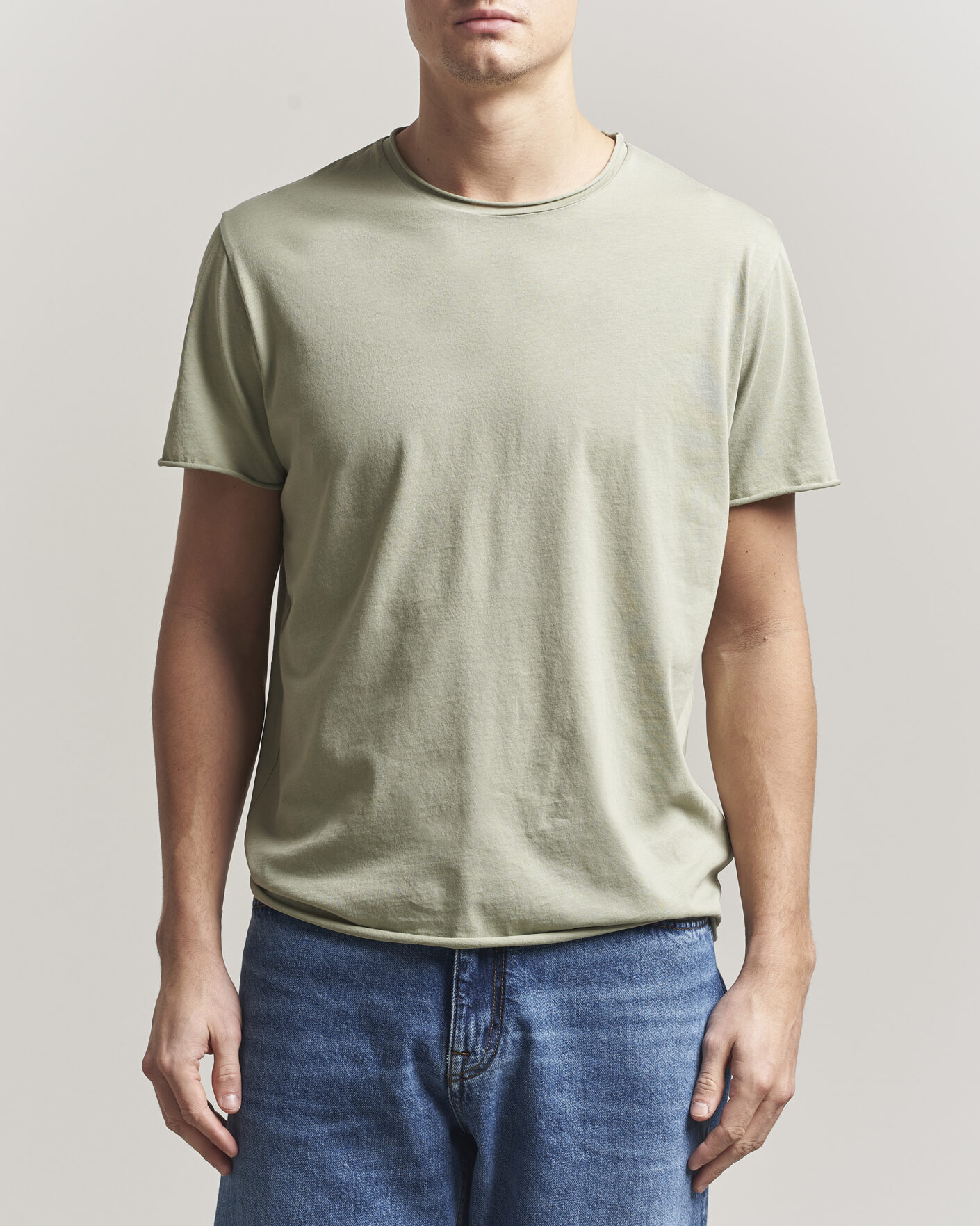 Homme | T-shirts | Filippa K | Roll Neck Crew Neck T-Shirt Light Green