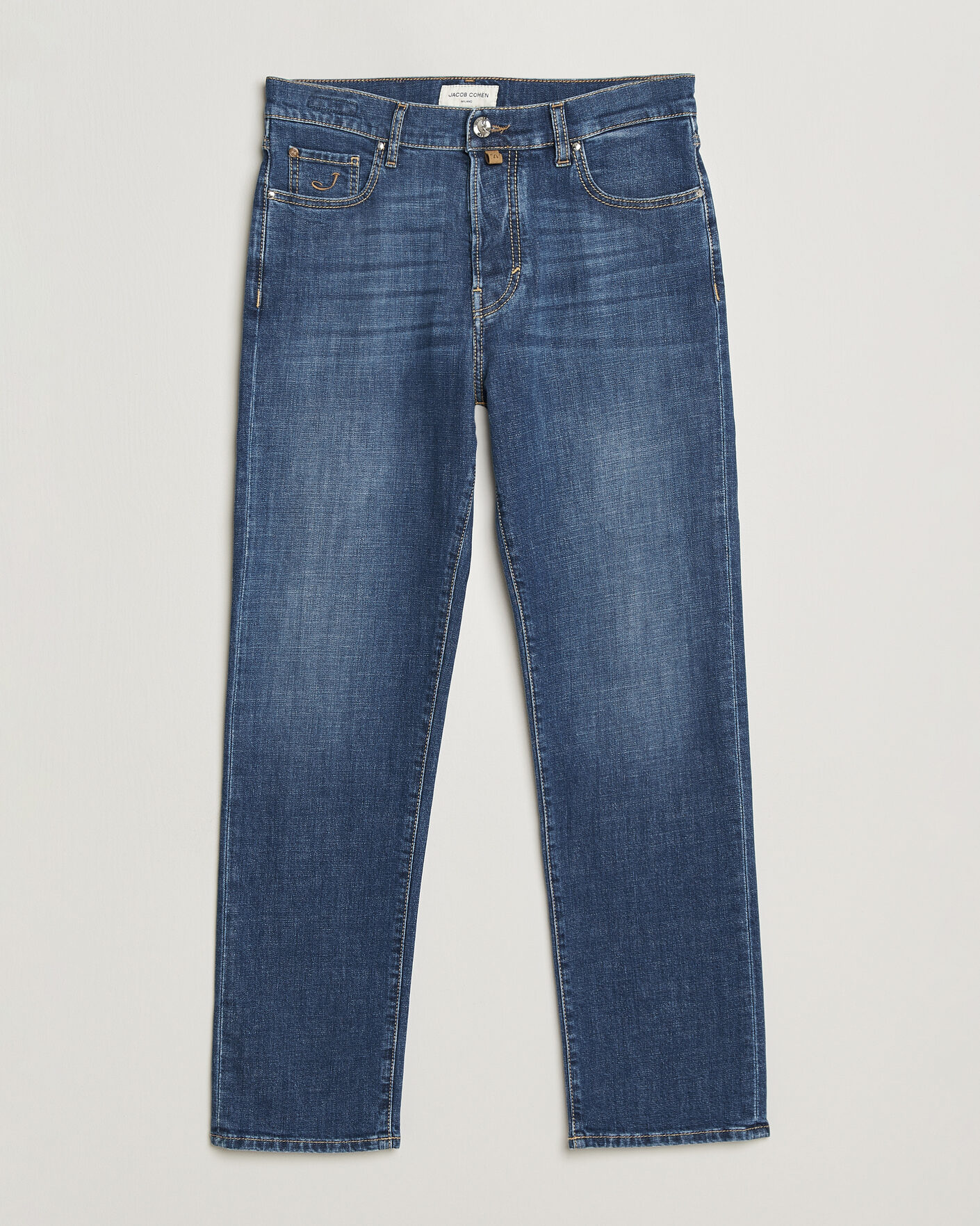 Homme | Jeans | Jacob Cohën | Edos Regular Straight Fit Stretch Jeans Mid Blue
