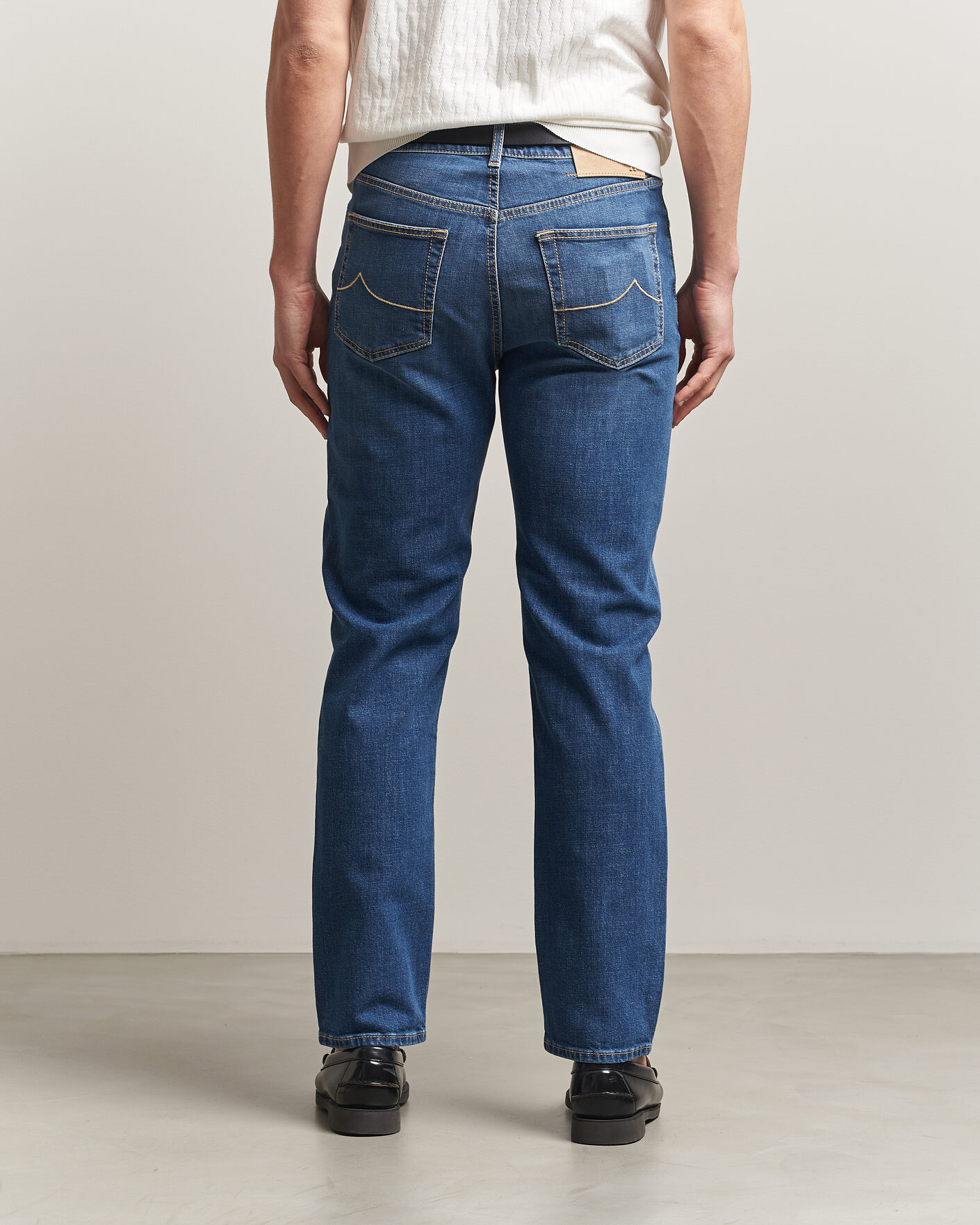 Homme | Jeans | Jacob Cohën | Edos Regular Straight Fit Stretch Jeans Mid Blue