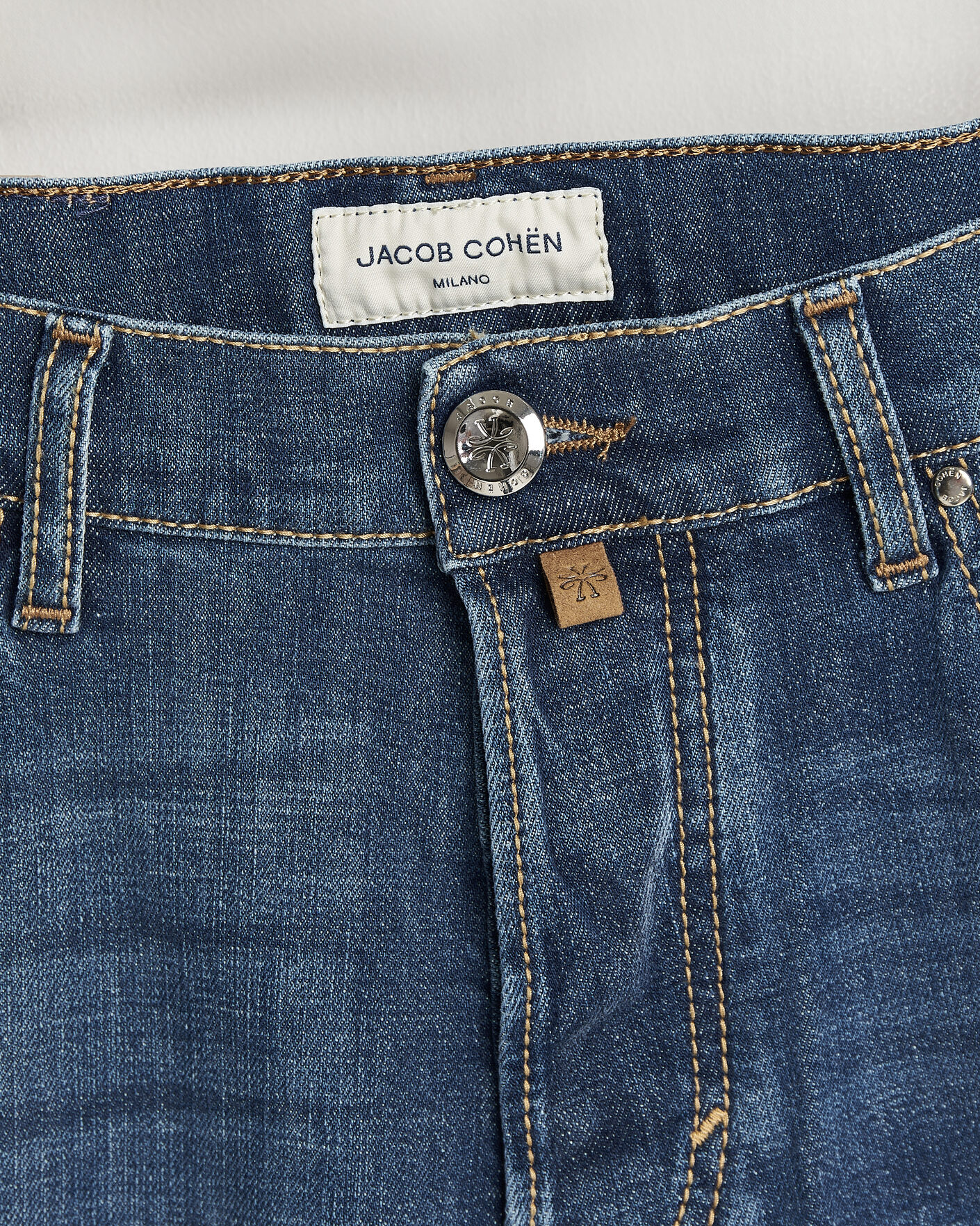 Homme | Jeans | Jacob Cohën | Edos Regular Straight Fit Stretch Jeans Mid Blue