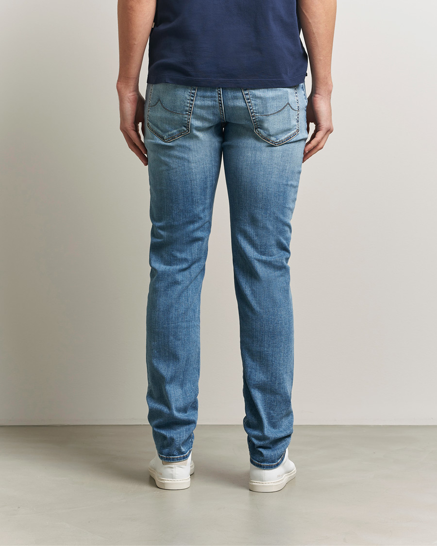 Homme | Jeans | Jacob Cohën | Bard Slim Fit Stretch Porsche Patch Jeans Mid Blue