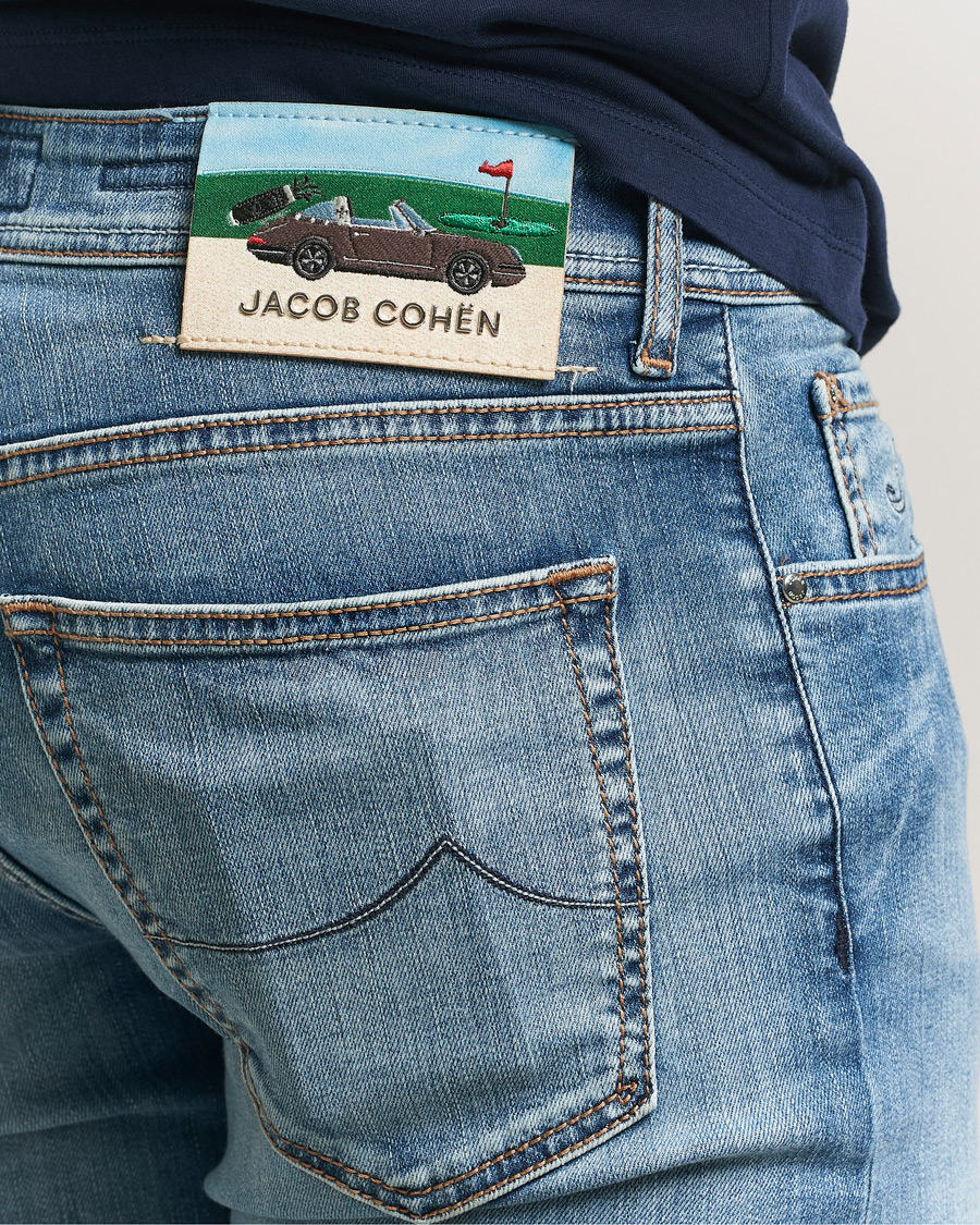 Homme | Jeans | Jacob Cohën | Bard Slim Fit Stretch Porsche Patch Jeans Mid Blue