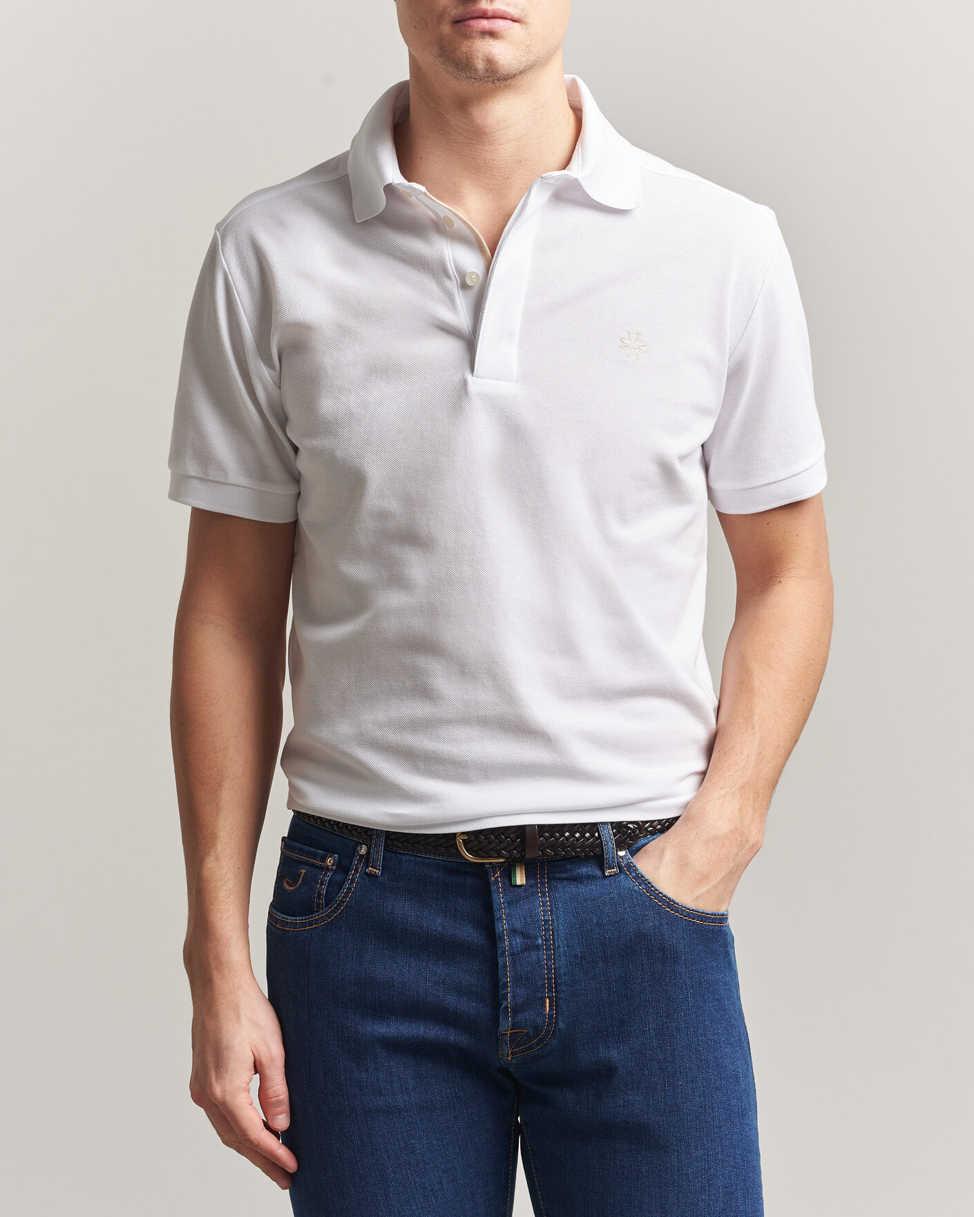 Homme | Polos | Jacob Cohën | Cotton Polo Piquet Optical White