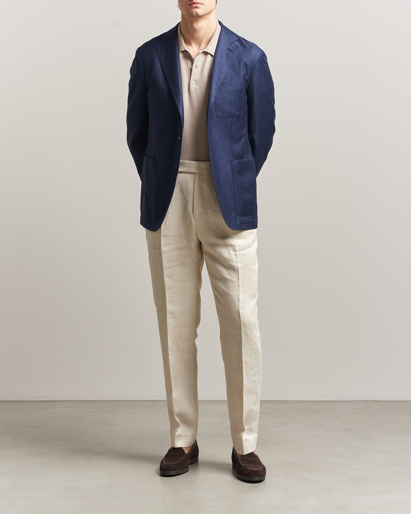 Homme | Blazers | Canali | Unconstructed Wool/Linen Blazer Dark Blue