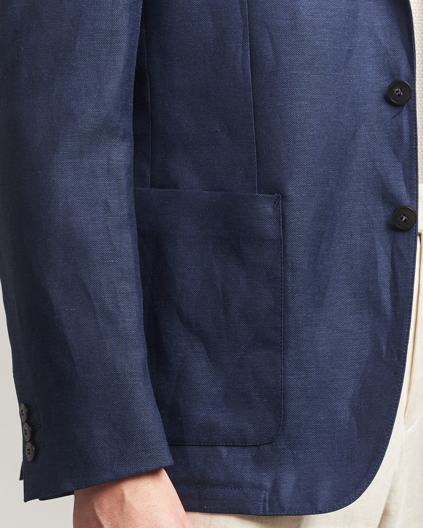 Homme | Blazers | Canali | Unconstructed Wool/Linen Blazer Dark Blue