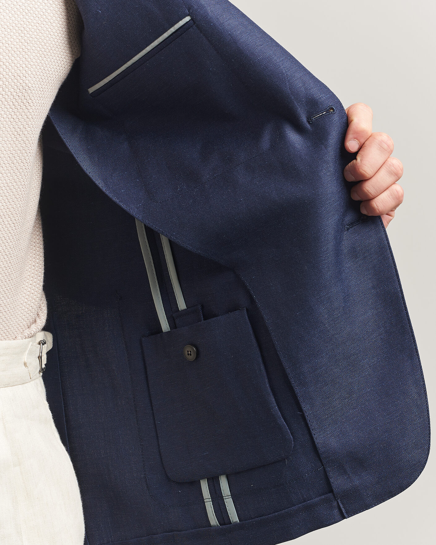 Homme | Blazers | Canali | Unconstructed Wool/Linen Blazer Dark Blue