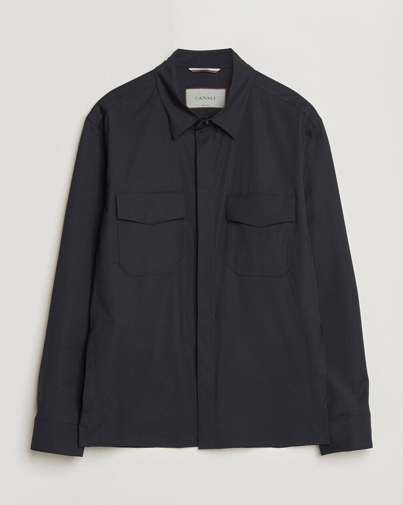 Homme | Chemises | Canali | Travel Wool Overshirt Navy