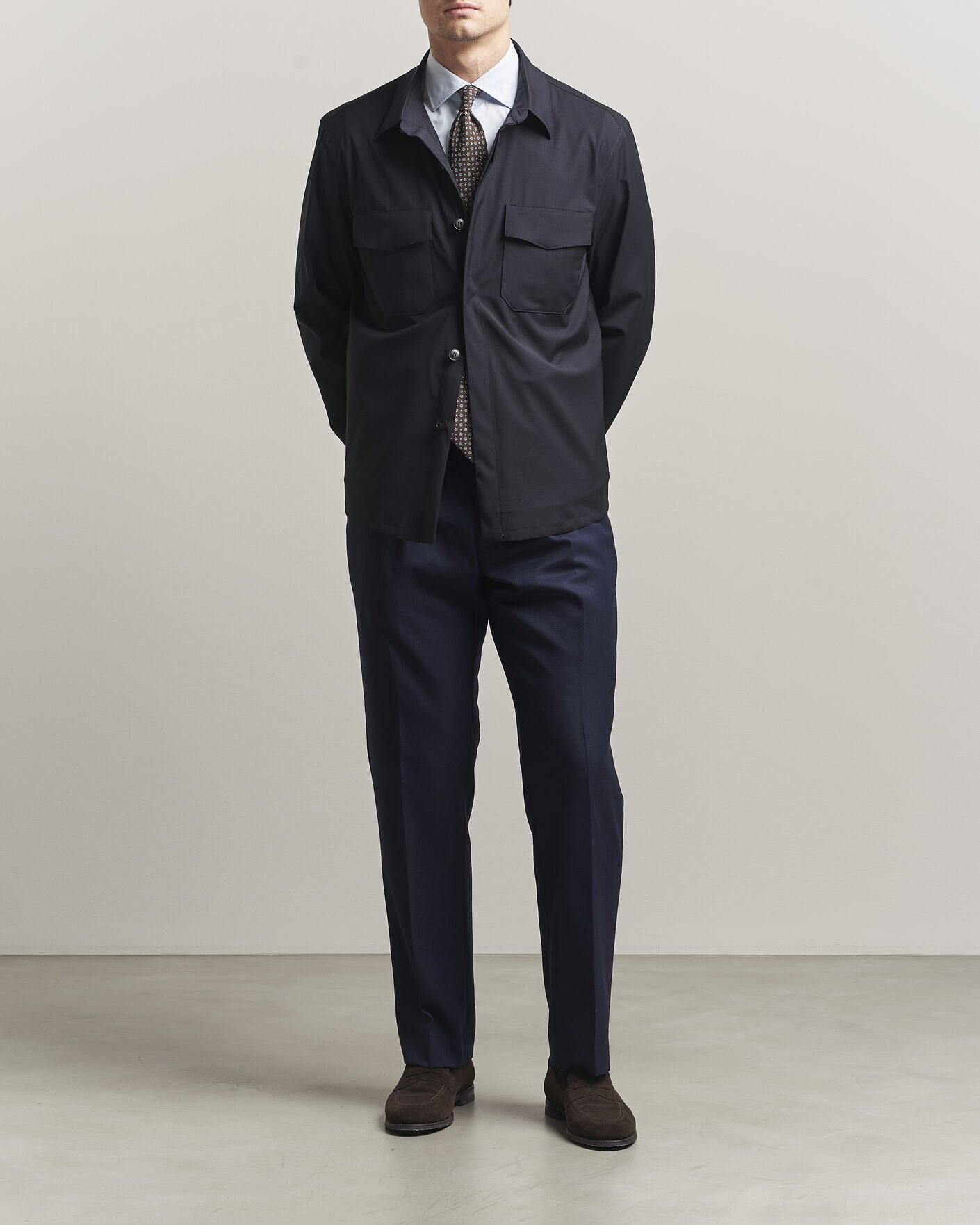 Homme | Chemises | Canali | Travel Wool Overshirt Navy