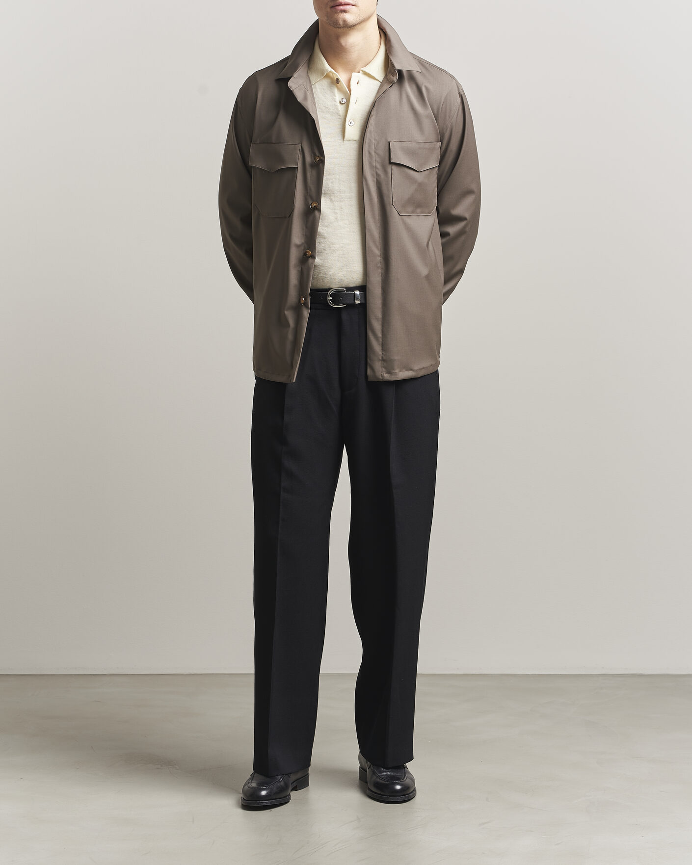 Homme | Chemises | Canali | Travel Wool Overshirt Brown