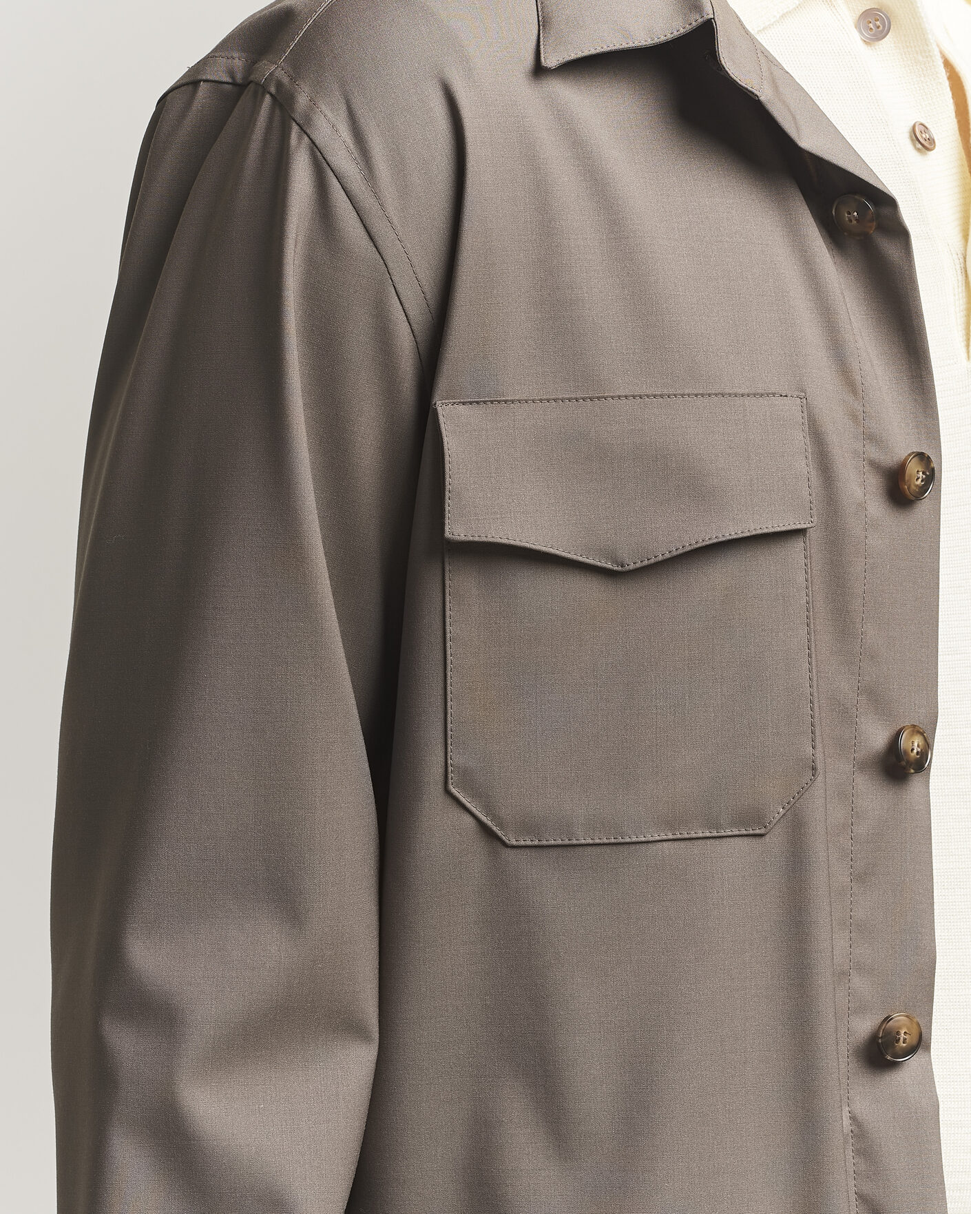 Homme | Chemises | Canali | Travel Wool Overshirt Brown