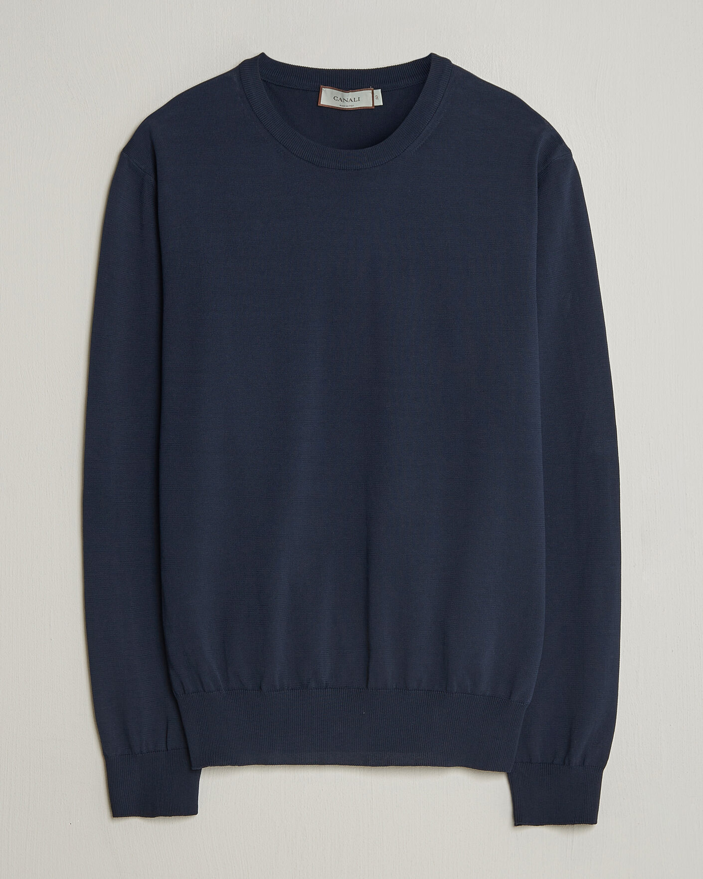 Homme | Pulls Et Tricots | Canali | Cotton Crew Neck Pullover Navy