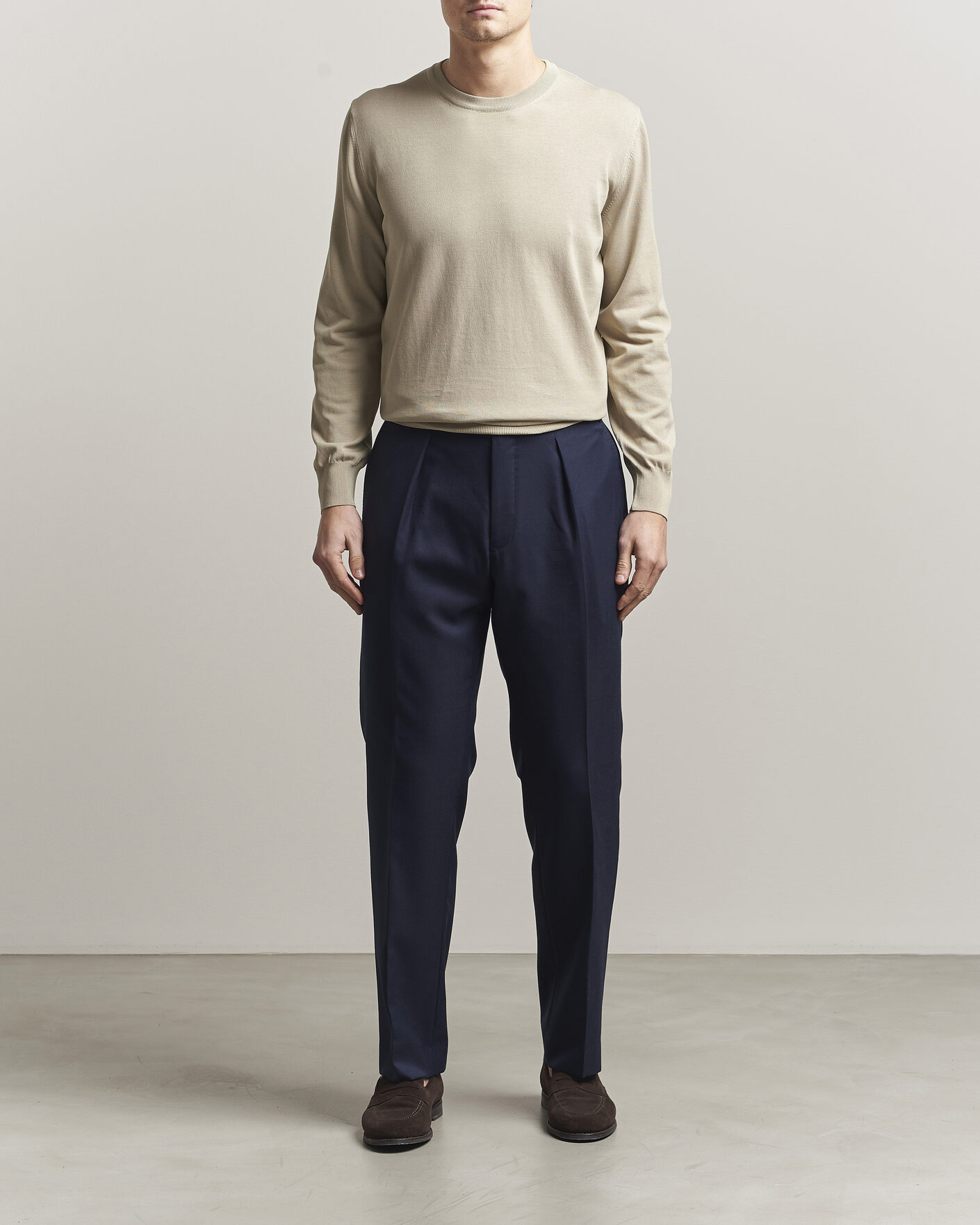 Homme | Pulls Et Tricots | Canali | Cotton Crew Neck Pullover Beige