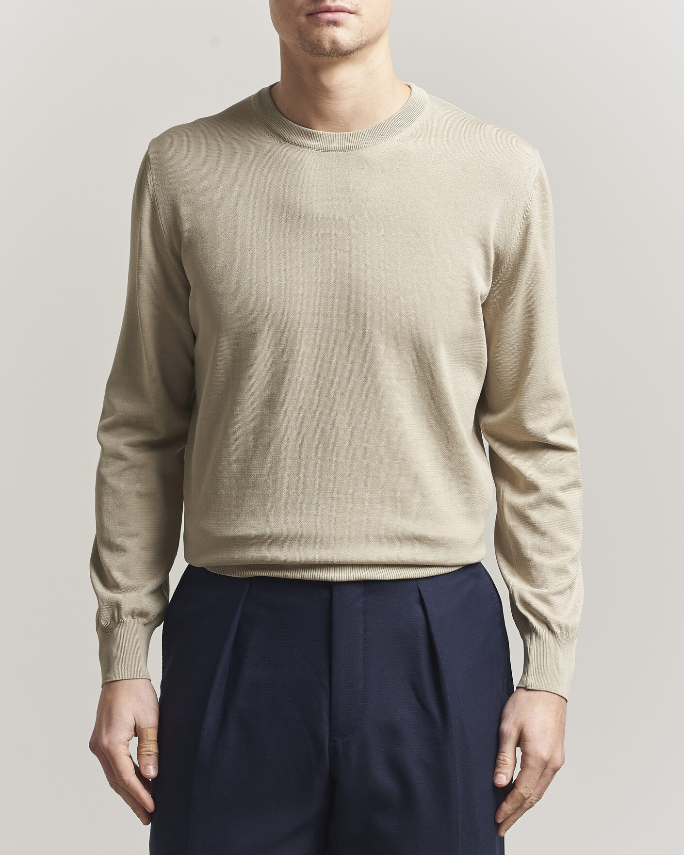 Homme | Pulls Et Tricots | Canali | Cotton Crew Neck Pullover Beige