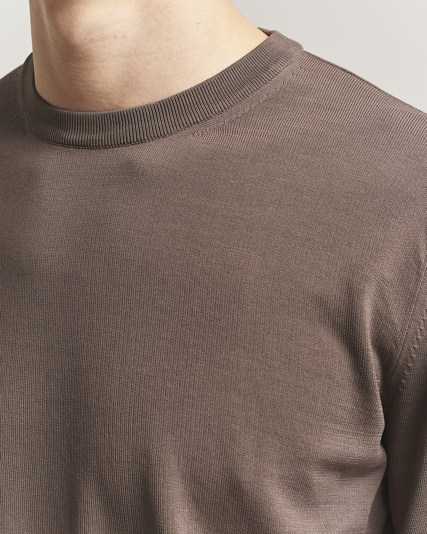 Homme | Pulls Et Tricots | Canali | Cotton Crew Neck Pullover Brown