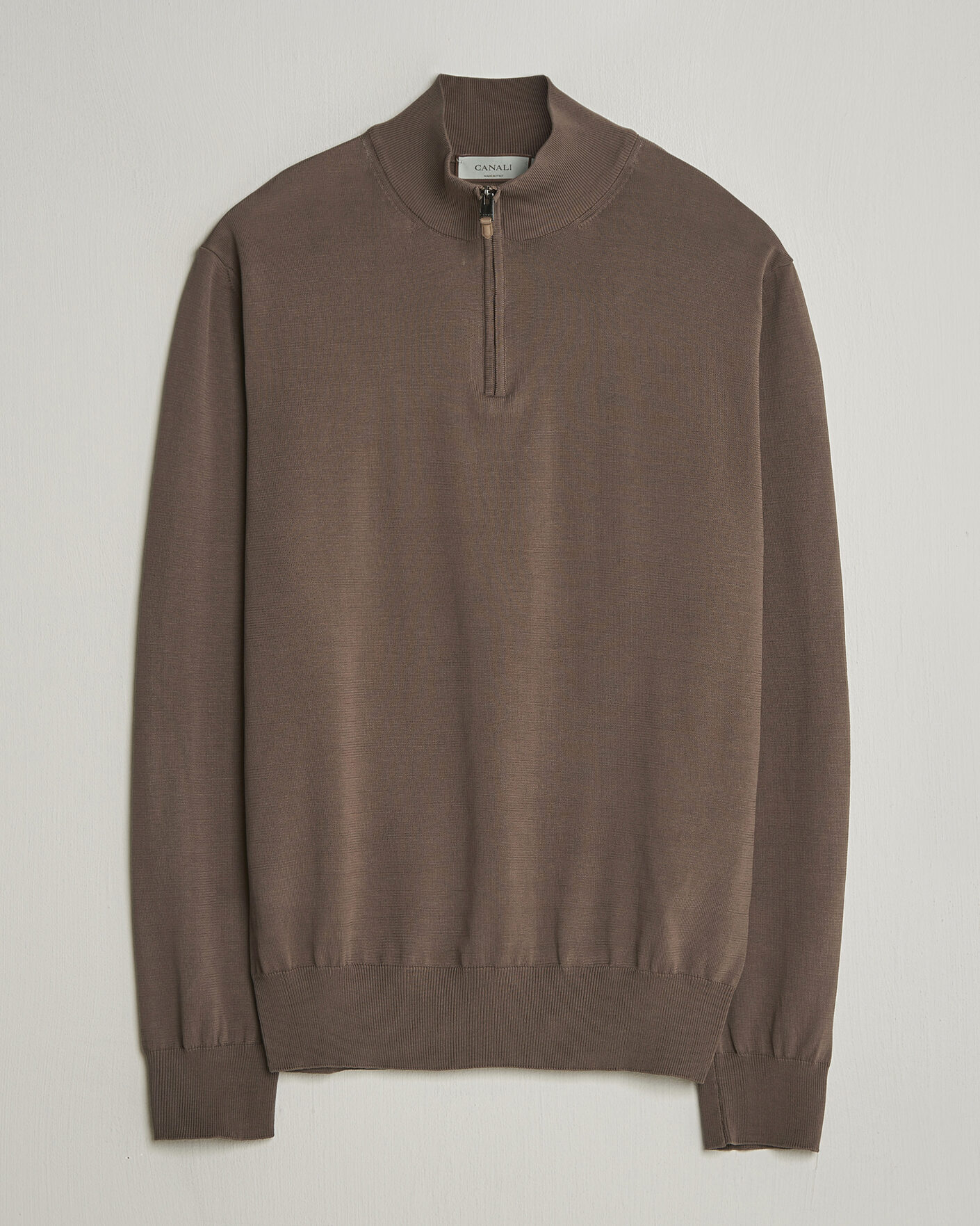 Homme | Pulls Et Tricots | Canali | Cotton Half Zip Brown