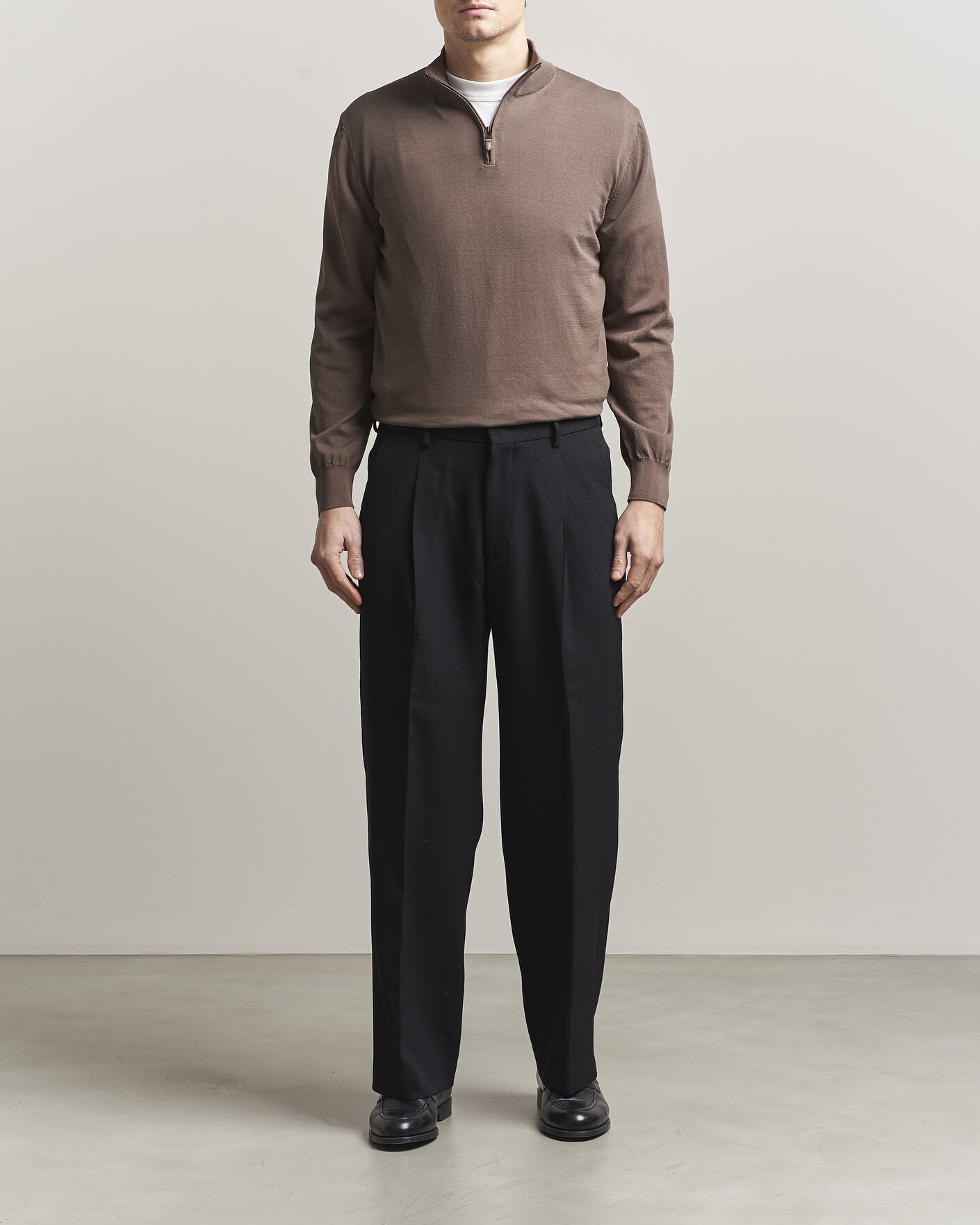 Homme | Pulls Et Tricots | Canali | Cotton Half Zip Brown