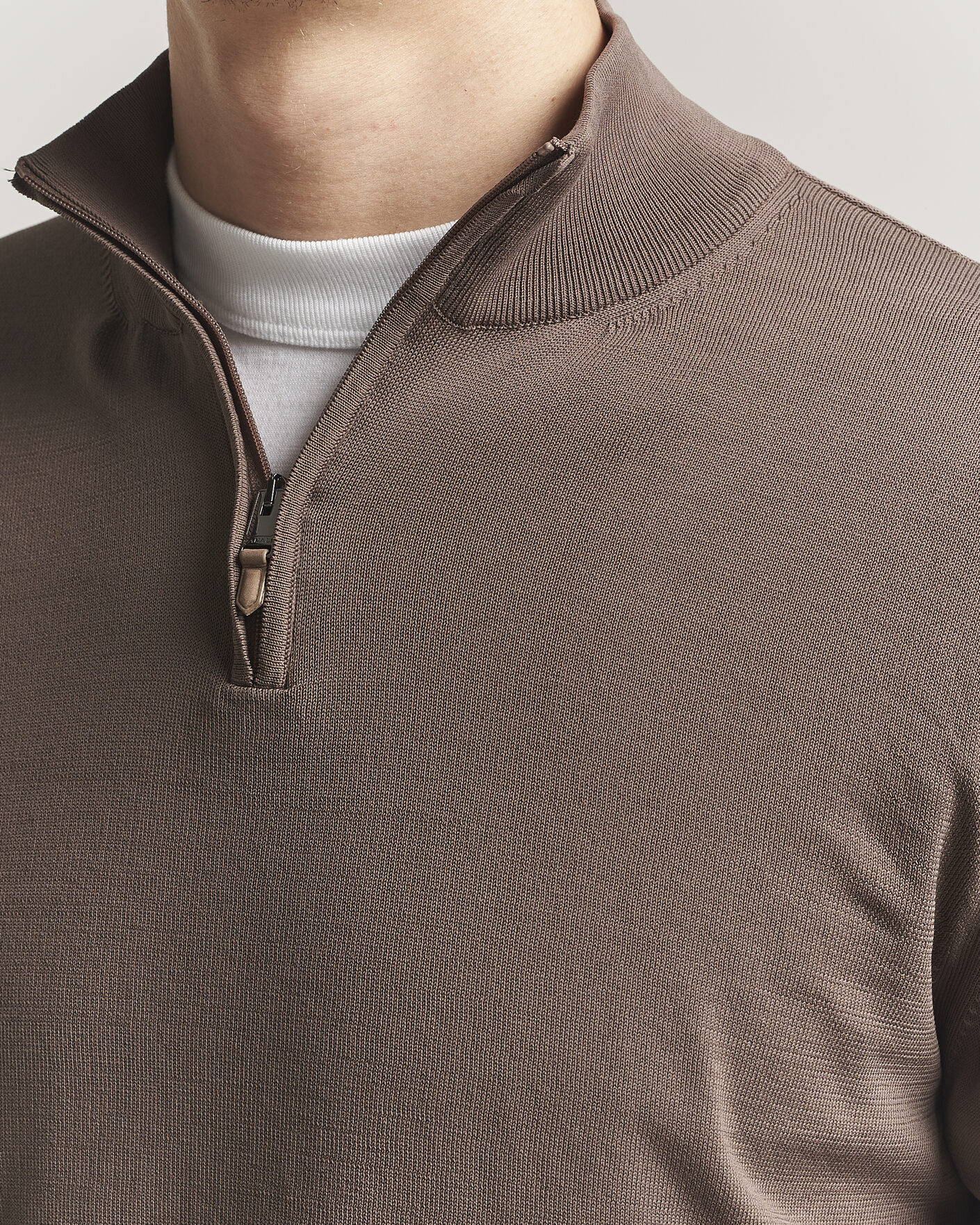 Homme | Pulls Et Tricots | Canali | Cotton Half Zip Brown
