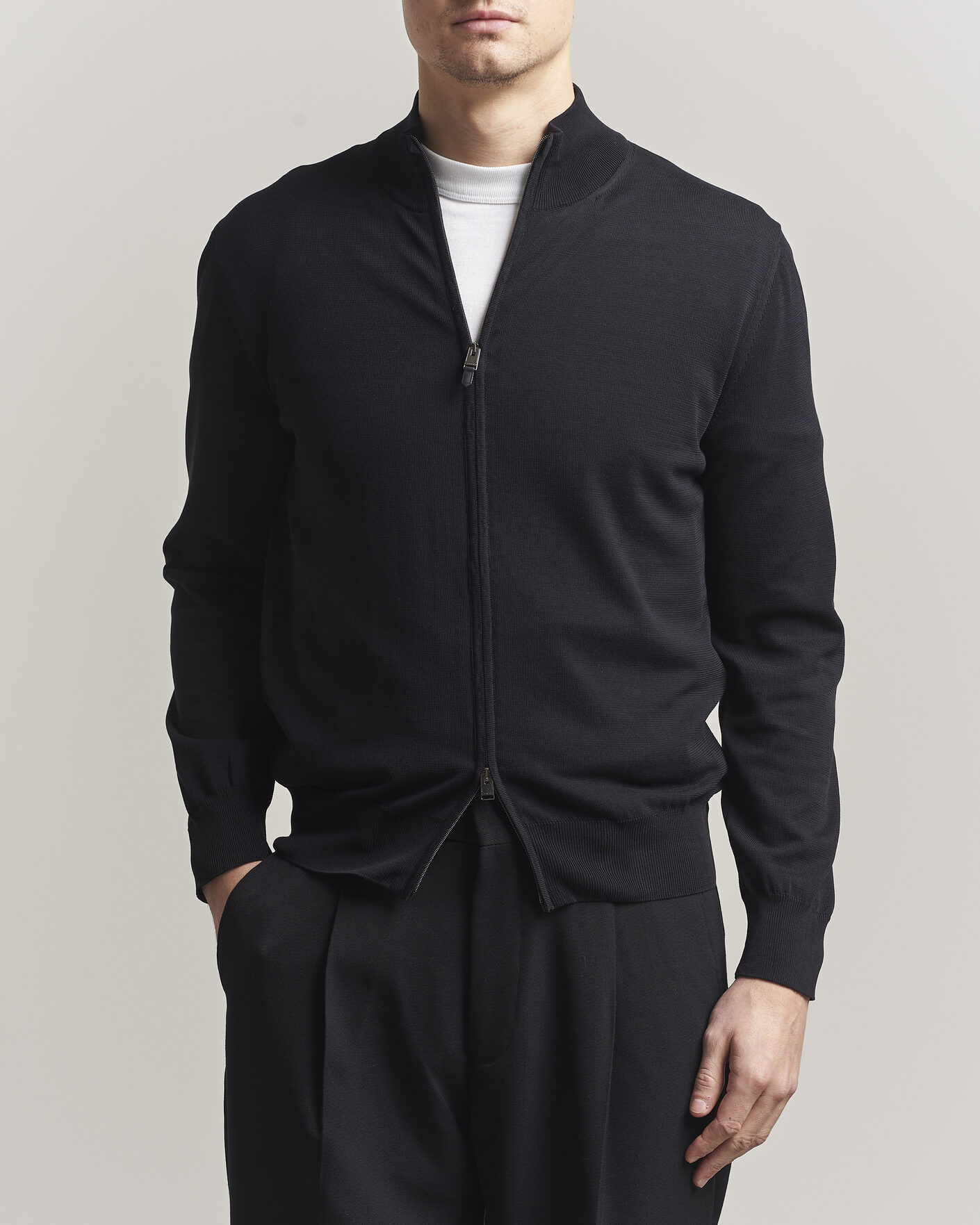 Homme | Pulls Et Tricots | Canali | Cotton Full Zip Black