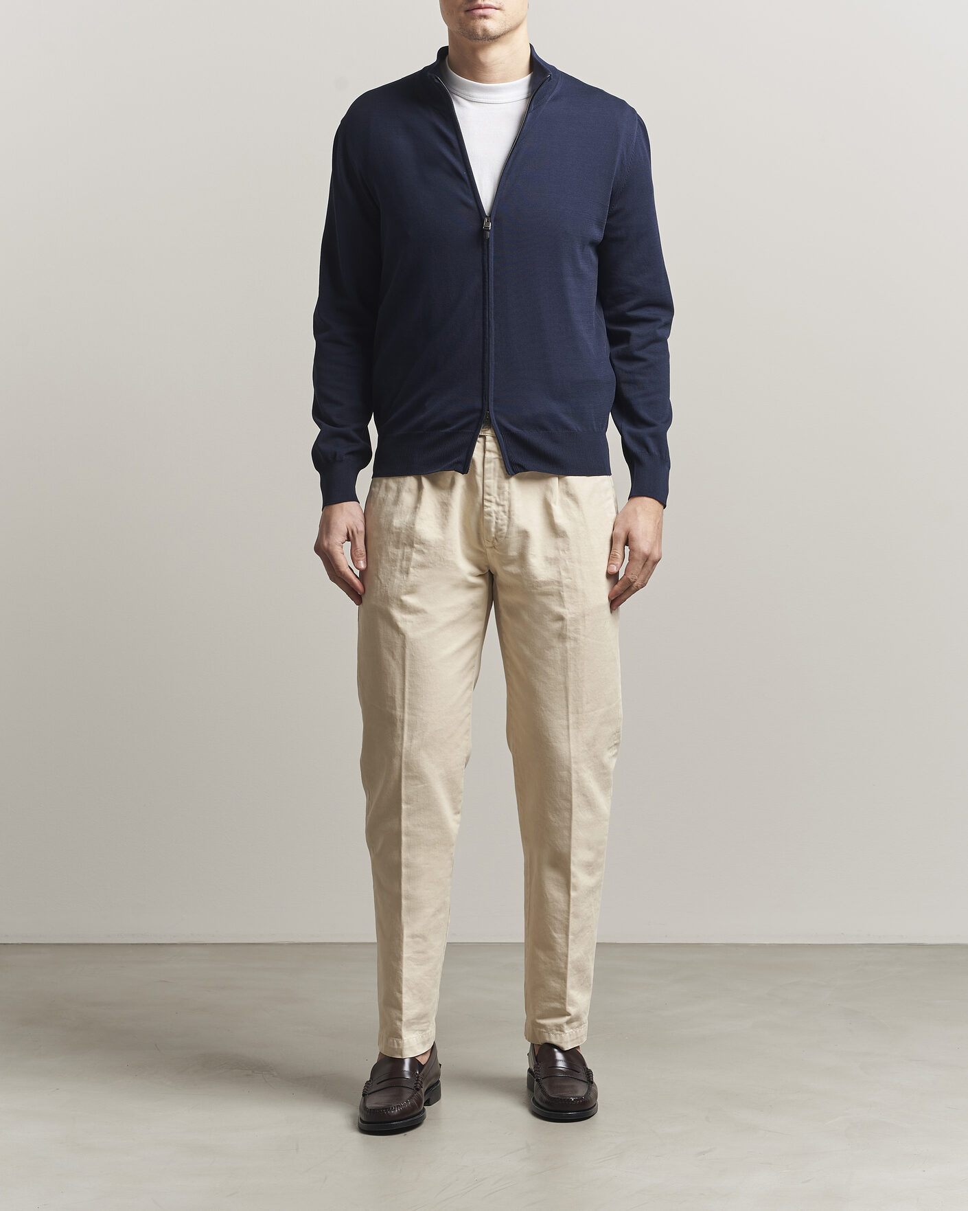 Homme | Pulls Et Tricots | Canali | Cotton Full Zip Navy