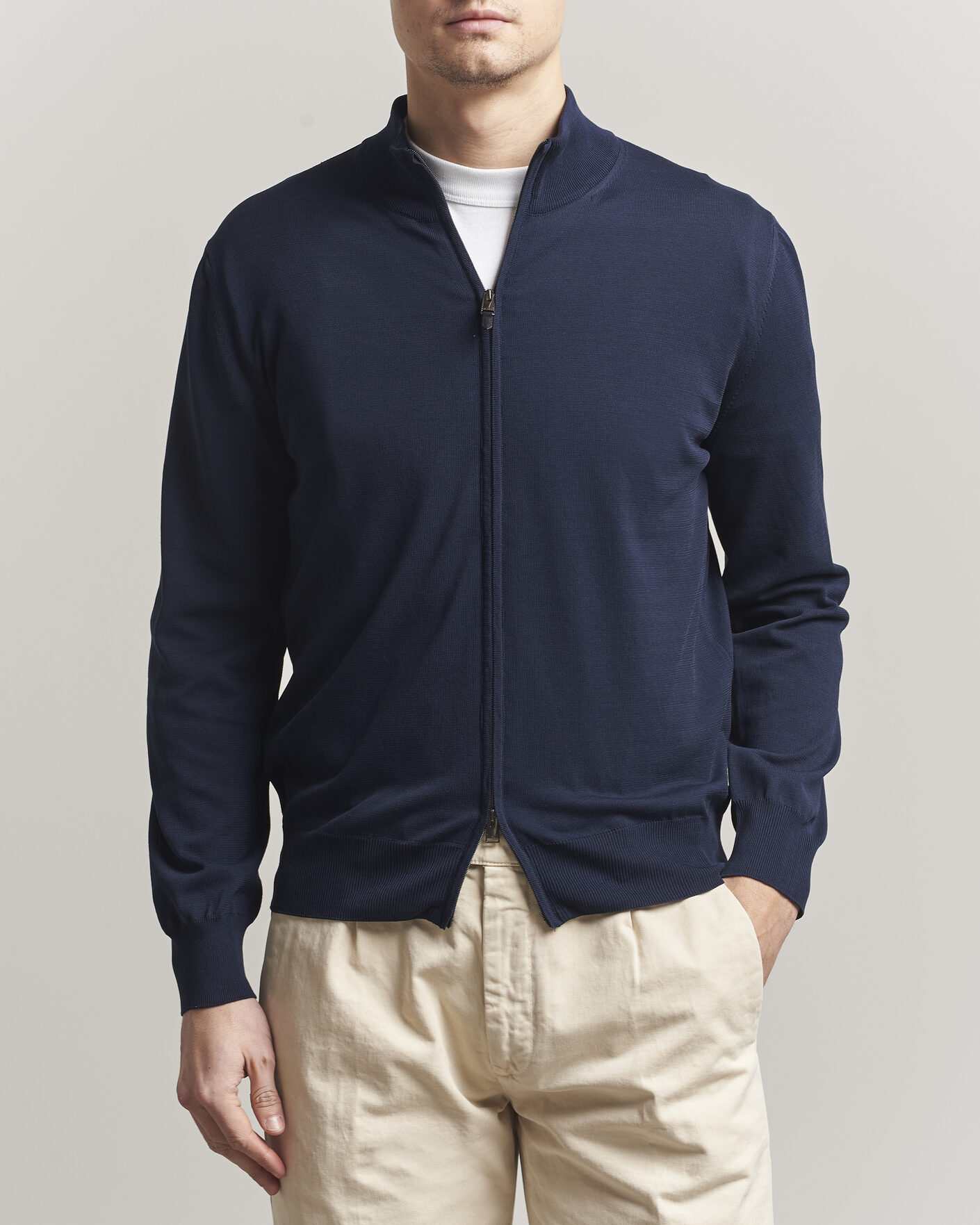 Homme | Pulls Et Tricots | Canali | Cotton Full Zip Navy
