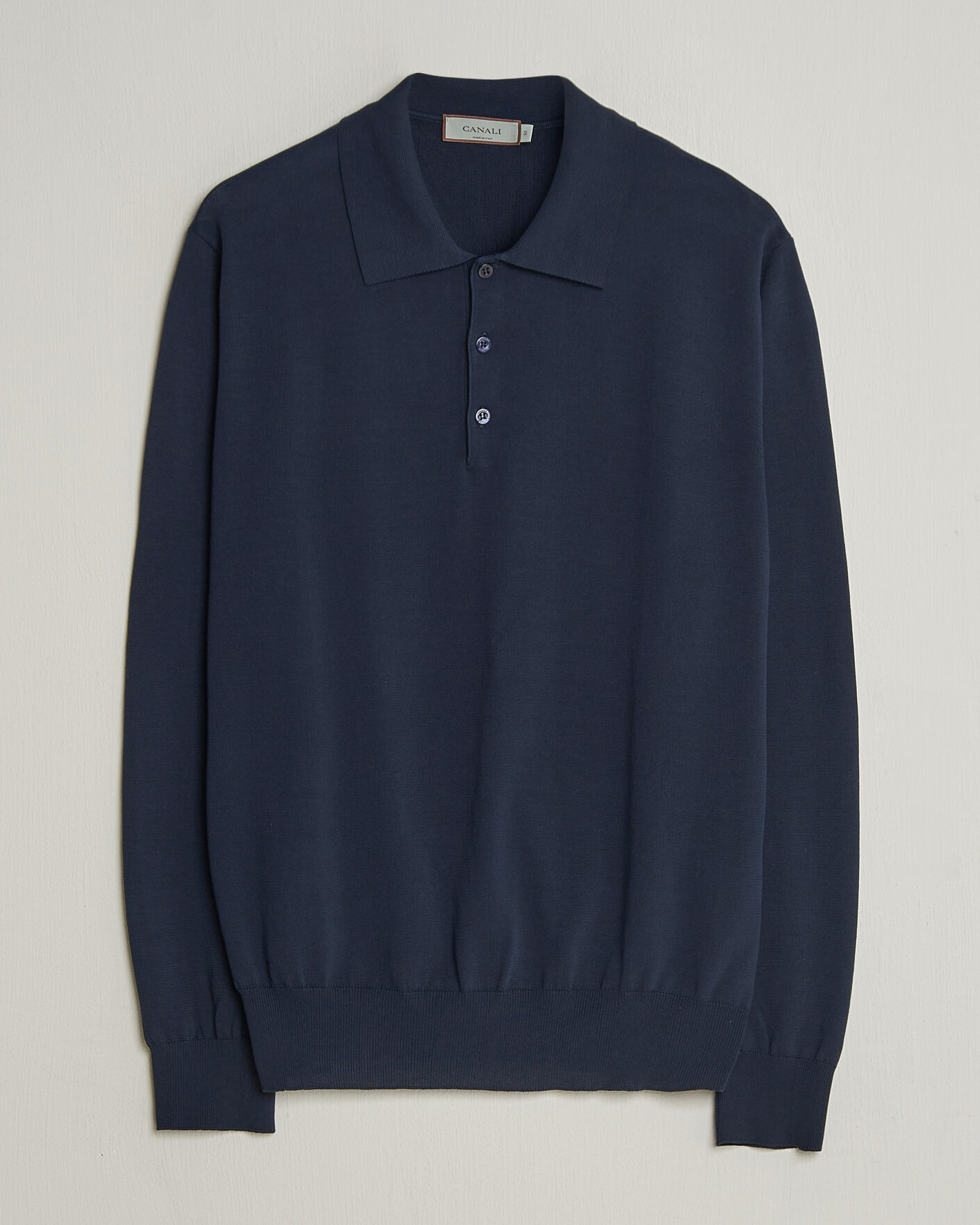 Homme | Pulls Et Tricots | Canali | Cotton Long Sleeve Polo Navy