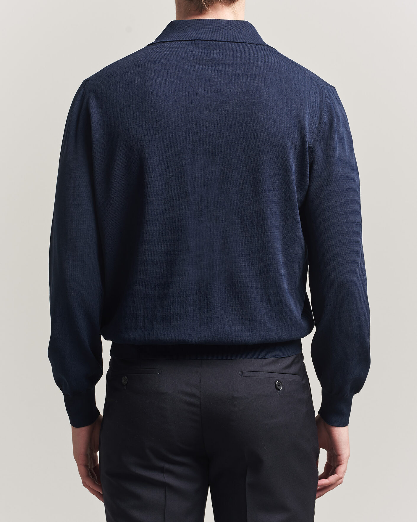 Homme | Pulls Et Tricots | Canali | Cotton Long Sleeve Polo Navy