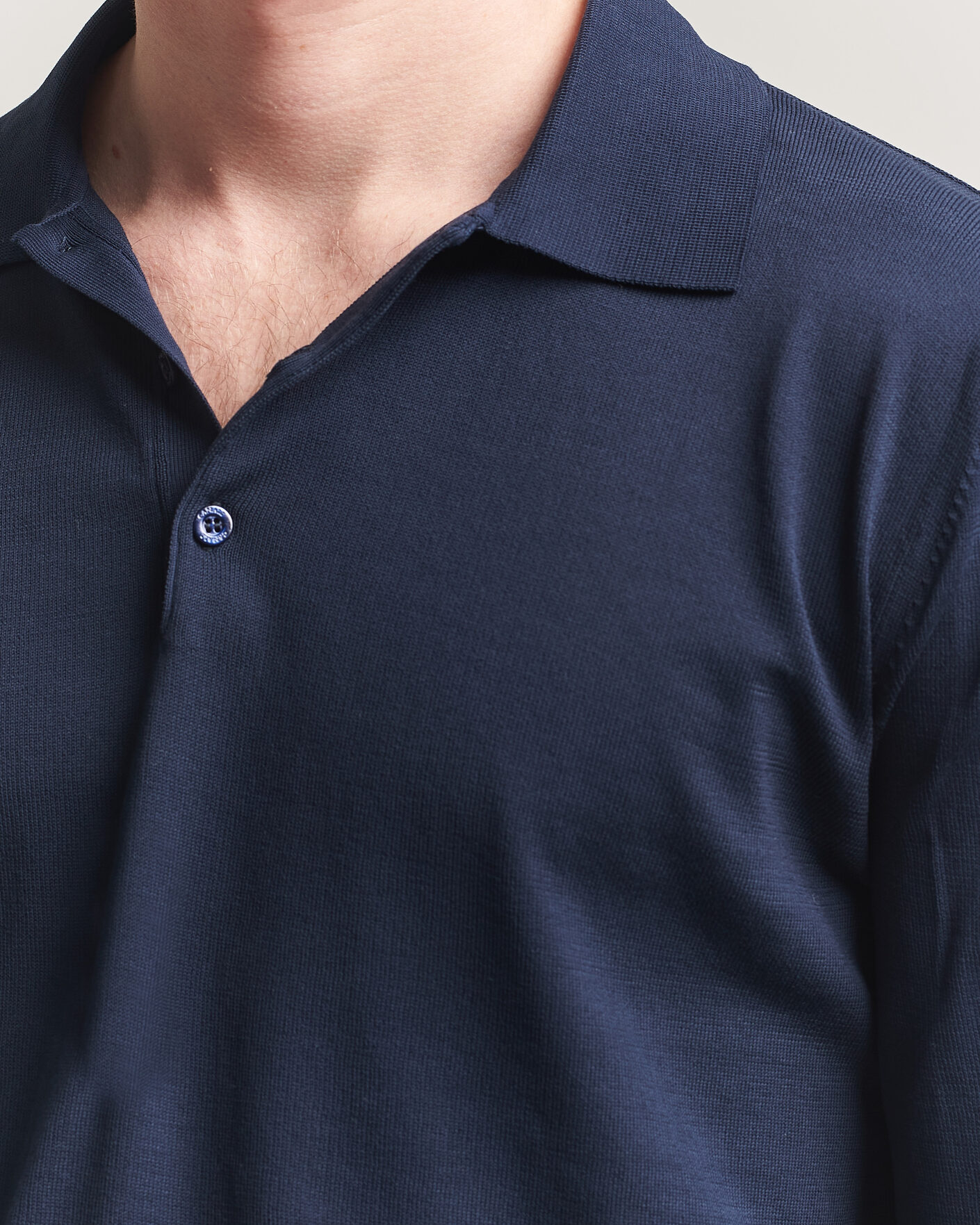 Homme | Pulls Et Tricots | Canali | Cotton Long Sleeve Polo Navy