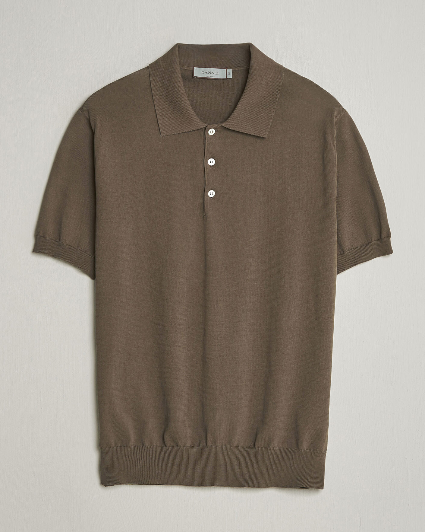 Homme | Polos | Canali | Cotton Short Sleeve Polo Brown