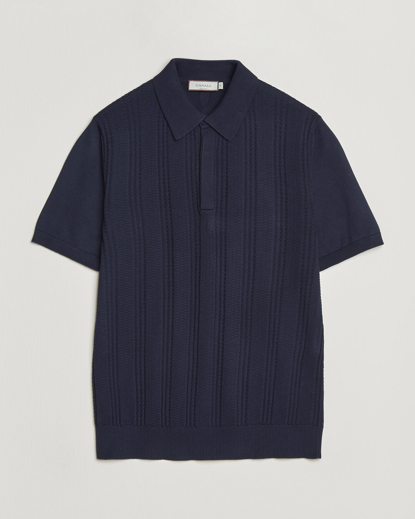 Homme | Polos | Canali | Jacquard Short Sleeve Polo Navy