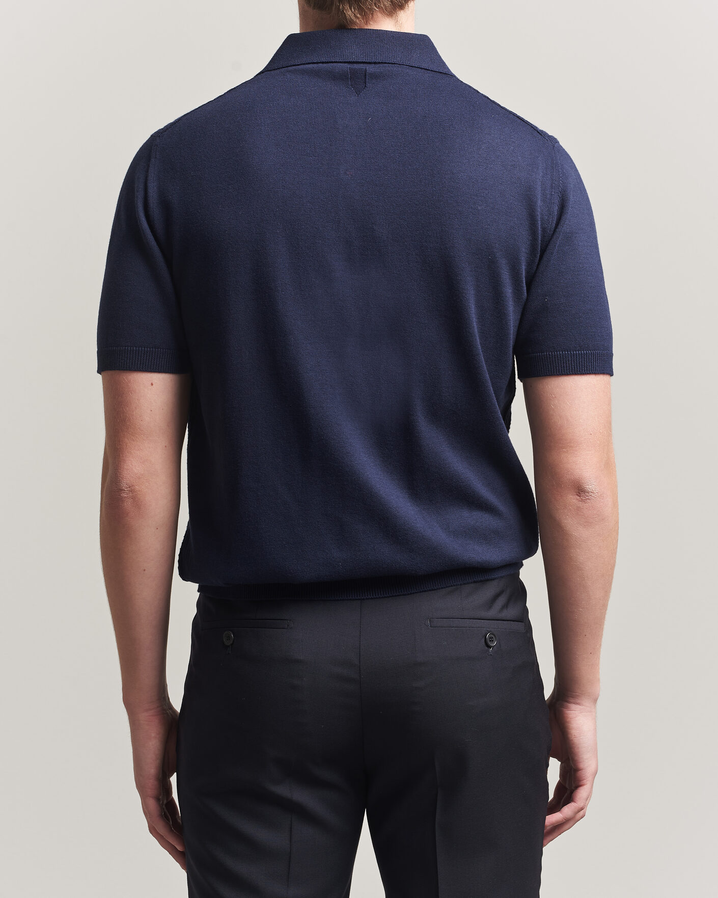 Homme | Polos | Canali | Jacquard Short Sleeve Polo Navy