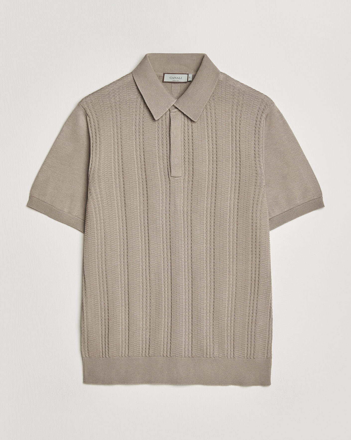 Homme | Polos | Canali | Jacquard Short Sleeve Polo Beige