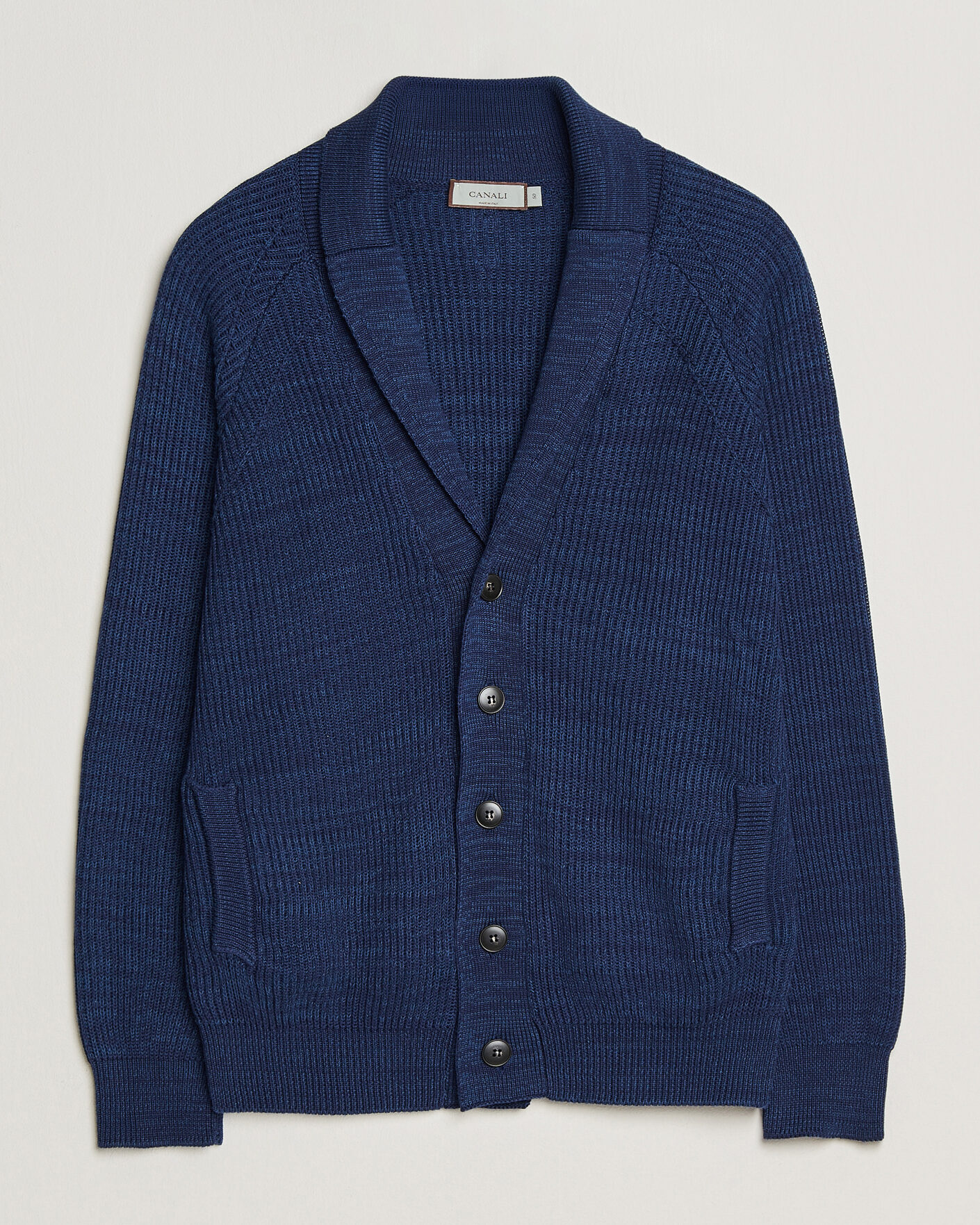 Homme | Pulls Et Tricots | Canali | Rib Knit Shawl Cardigan Navy