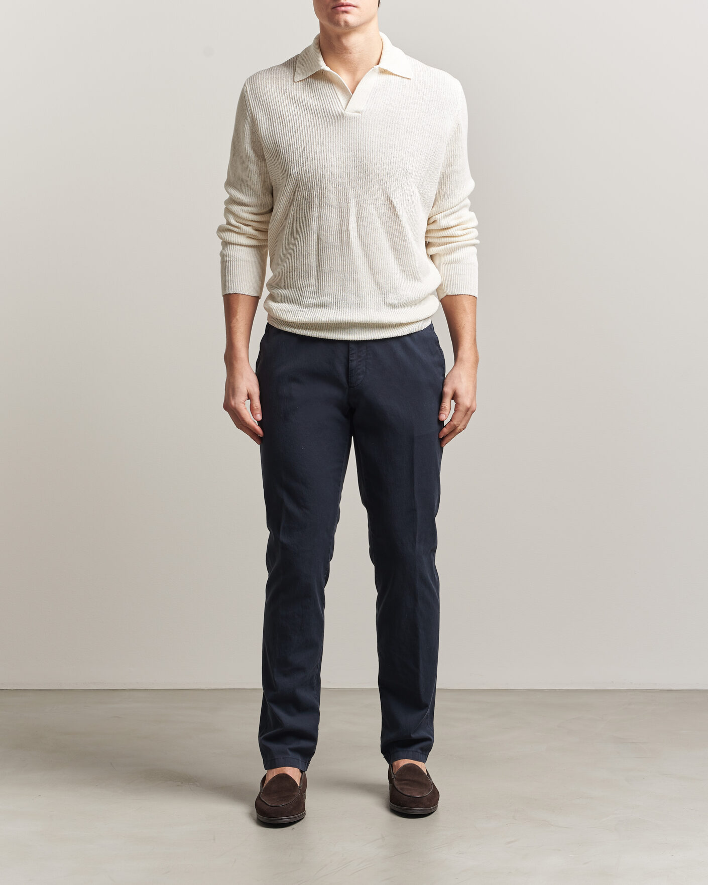 Homme | Pantalons | Canali | Regular Fit Cotton/Stretch Chinos Navy