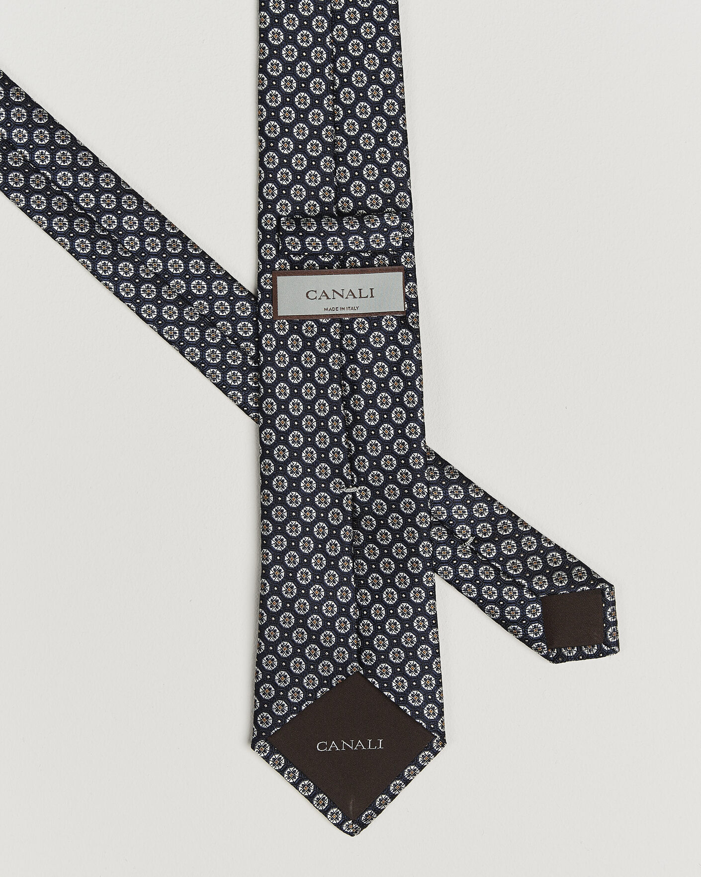 Homme | Cravates | Canali | Jacquard Flower Silk Tie Navy