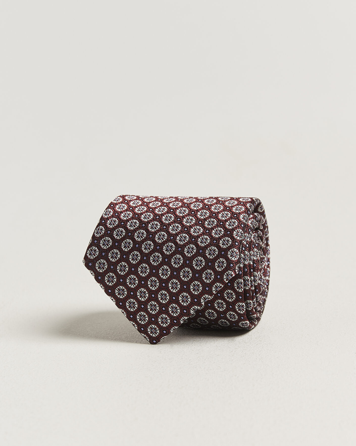 Homme | Cravates | Canali | Jacquard Flower Silk Tie Burgundy