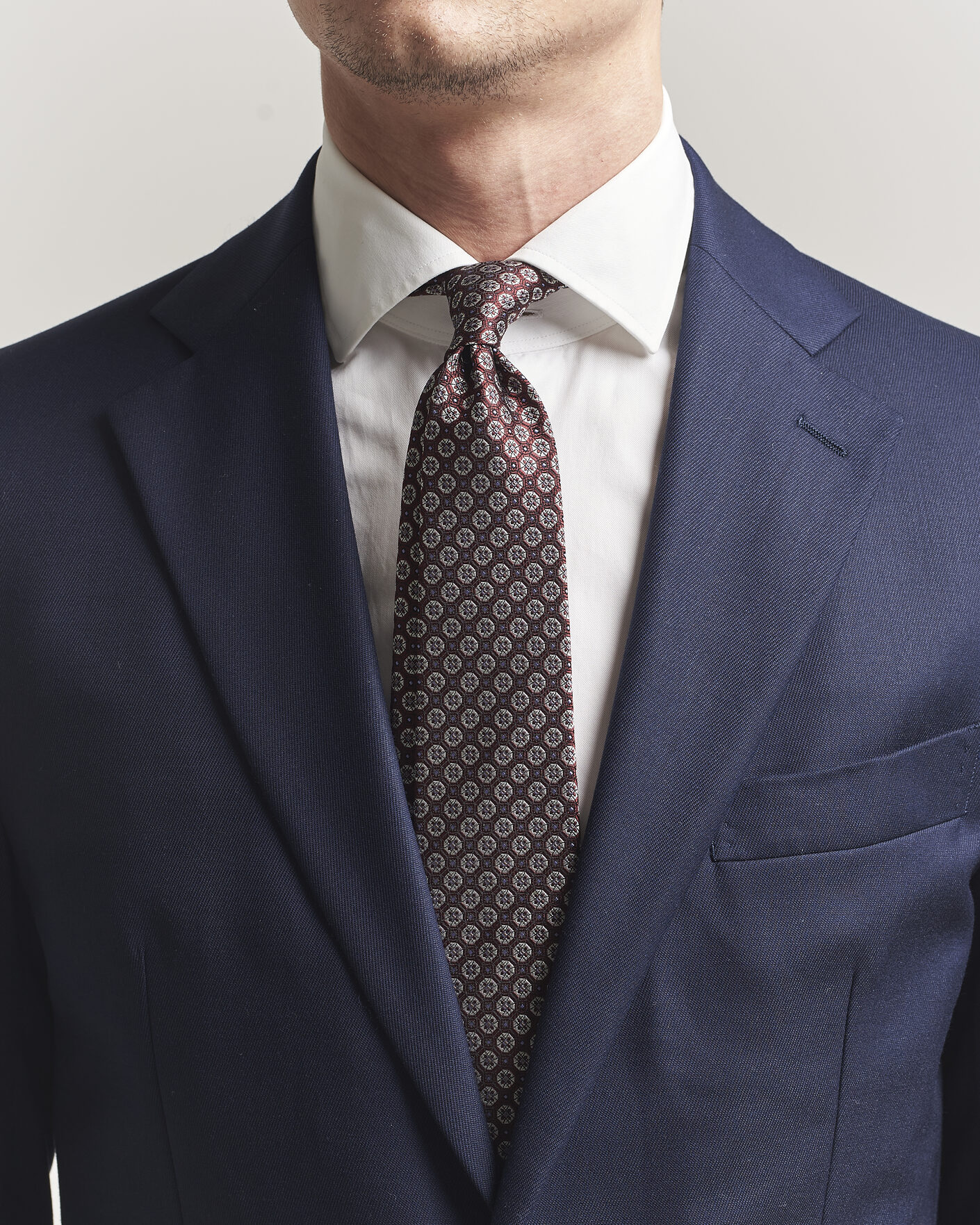 Homme | Cravates | Canali | Jacquard Flower Silk Tie Burgundy