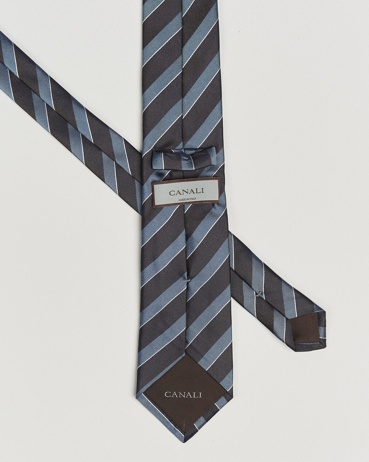 Homme | Cravates | Canali | Regimental Stripe Silk Tie Brown/Blue